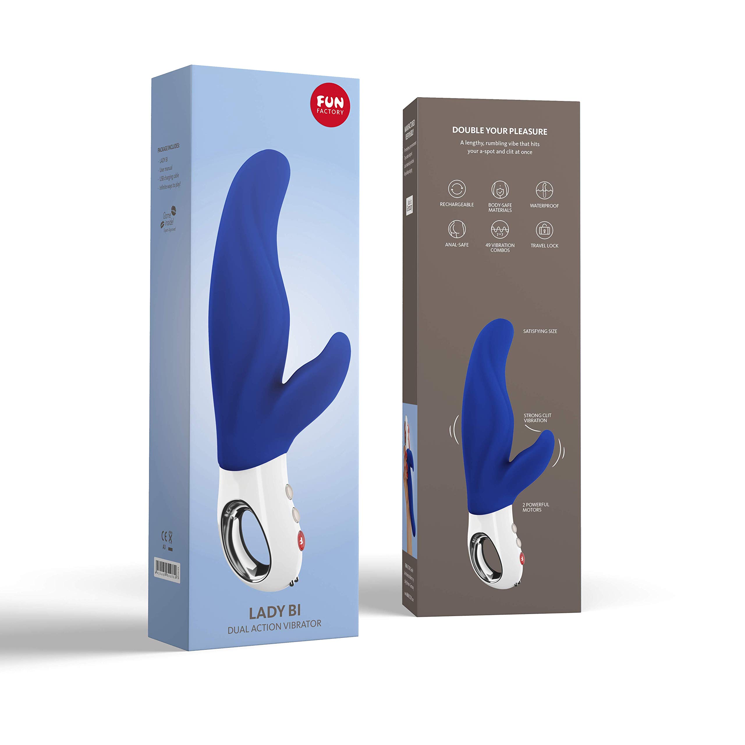 Fun Factory LADY BI - Vibratore rabbit per donna, Vibratori Clitoride, Sex toy in silicone, Ultramarine