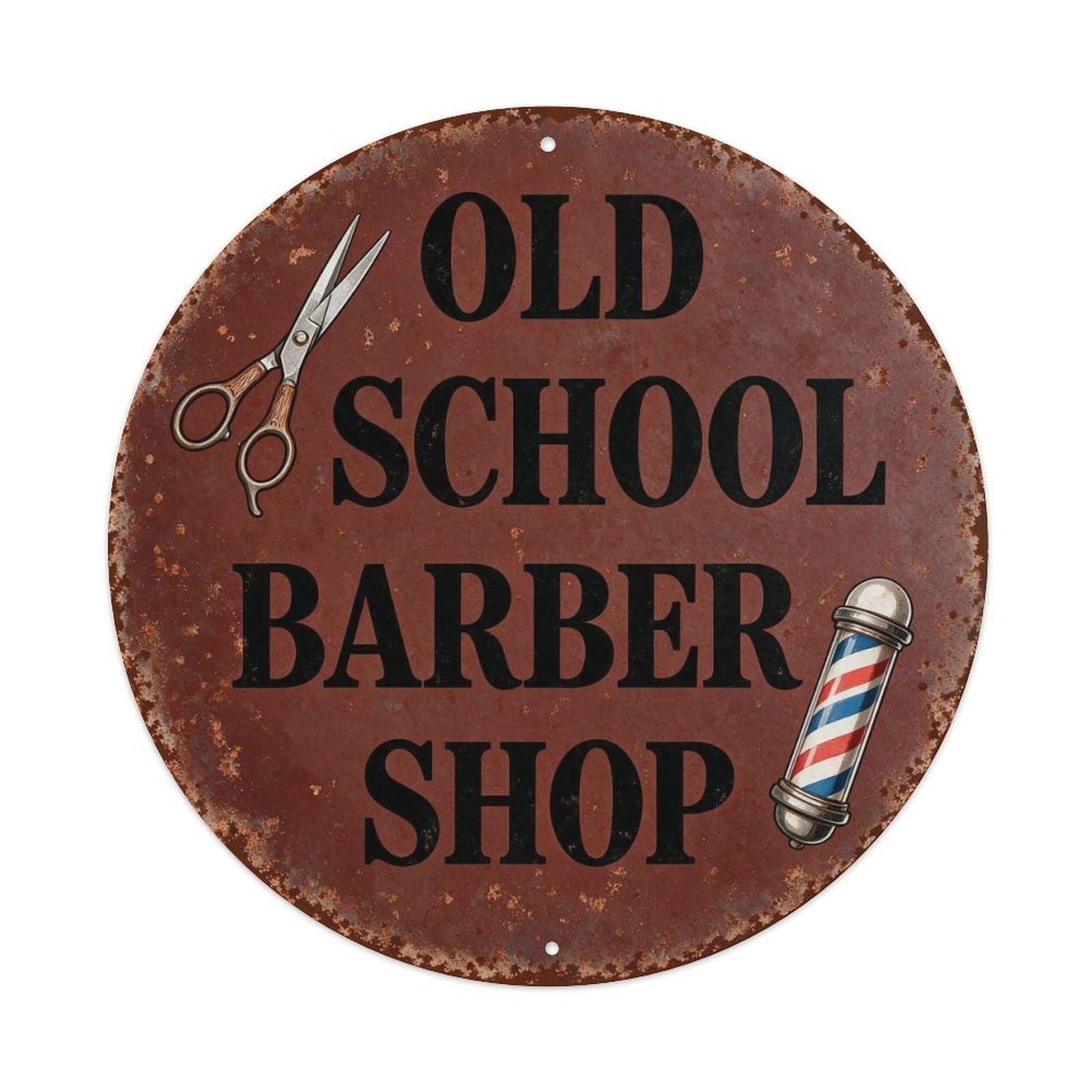 Old School Barber Shop Metal Tin Sign Plaque