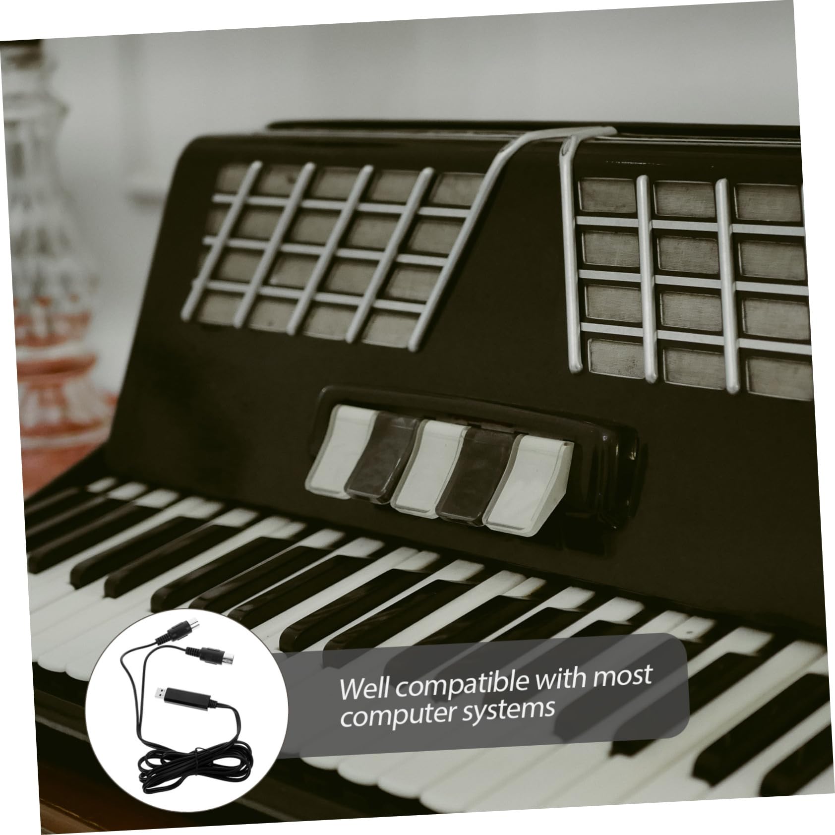 Toyvian 2pezzi Cavo Midi Usb Professionale Da Metri Per Tastiera Elettronica e Pc Adattatore Midi In-out Per Registrazione Musicale e Studio Di Produzione