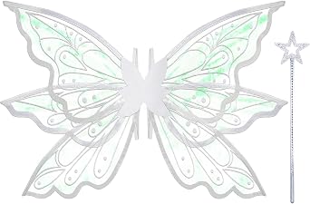 Fairy Wings for Adults, Fairy Wings and Wand Sparkle Butterfly Wing Angel Wing Halloween Party Favor Costume Dress up