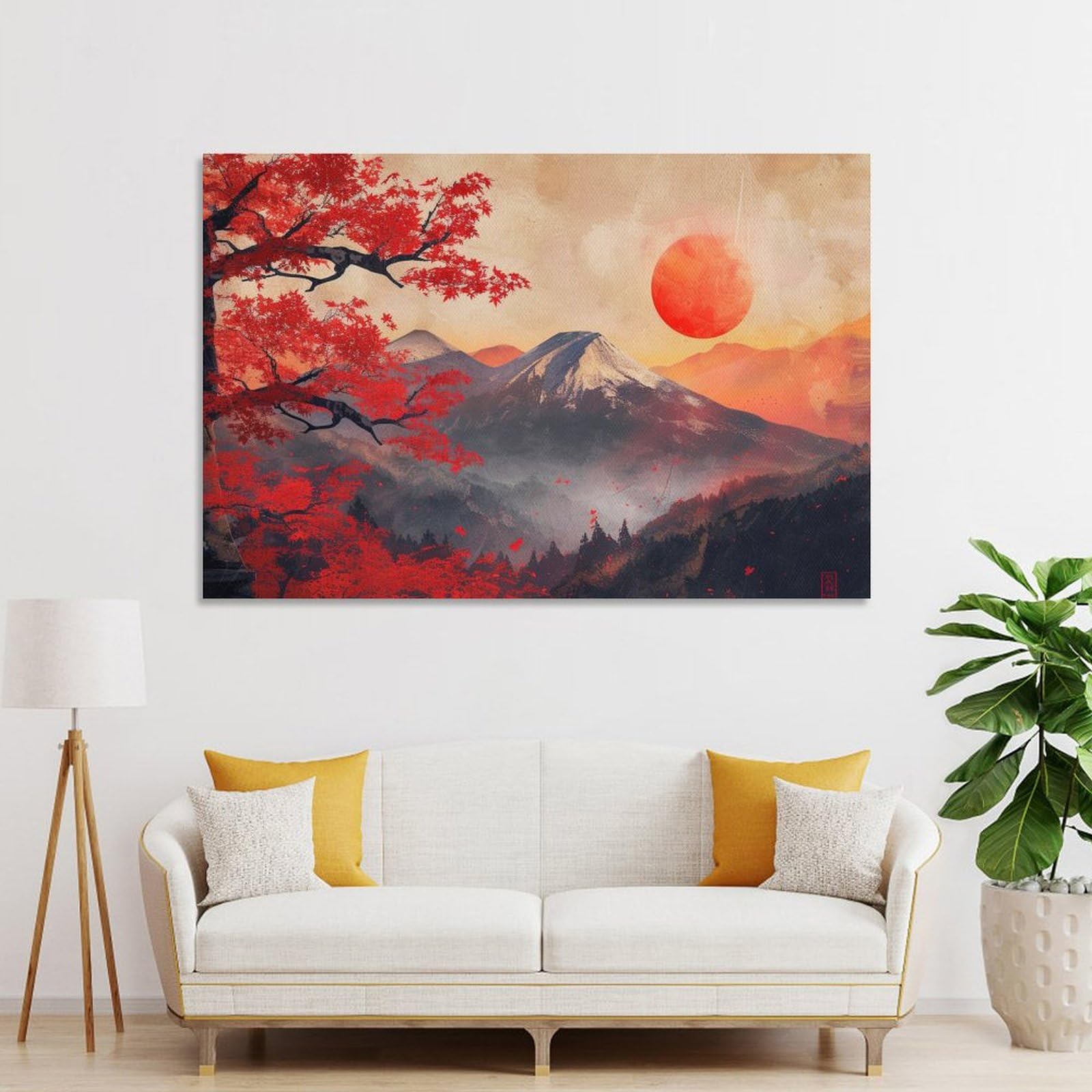 Amazon.co.jp: 絵画 富士山の秋の風景 アートパネル ポスター
