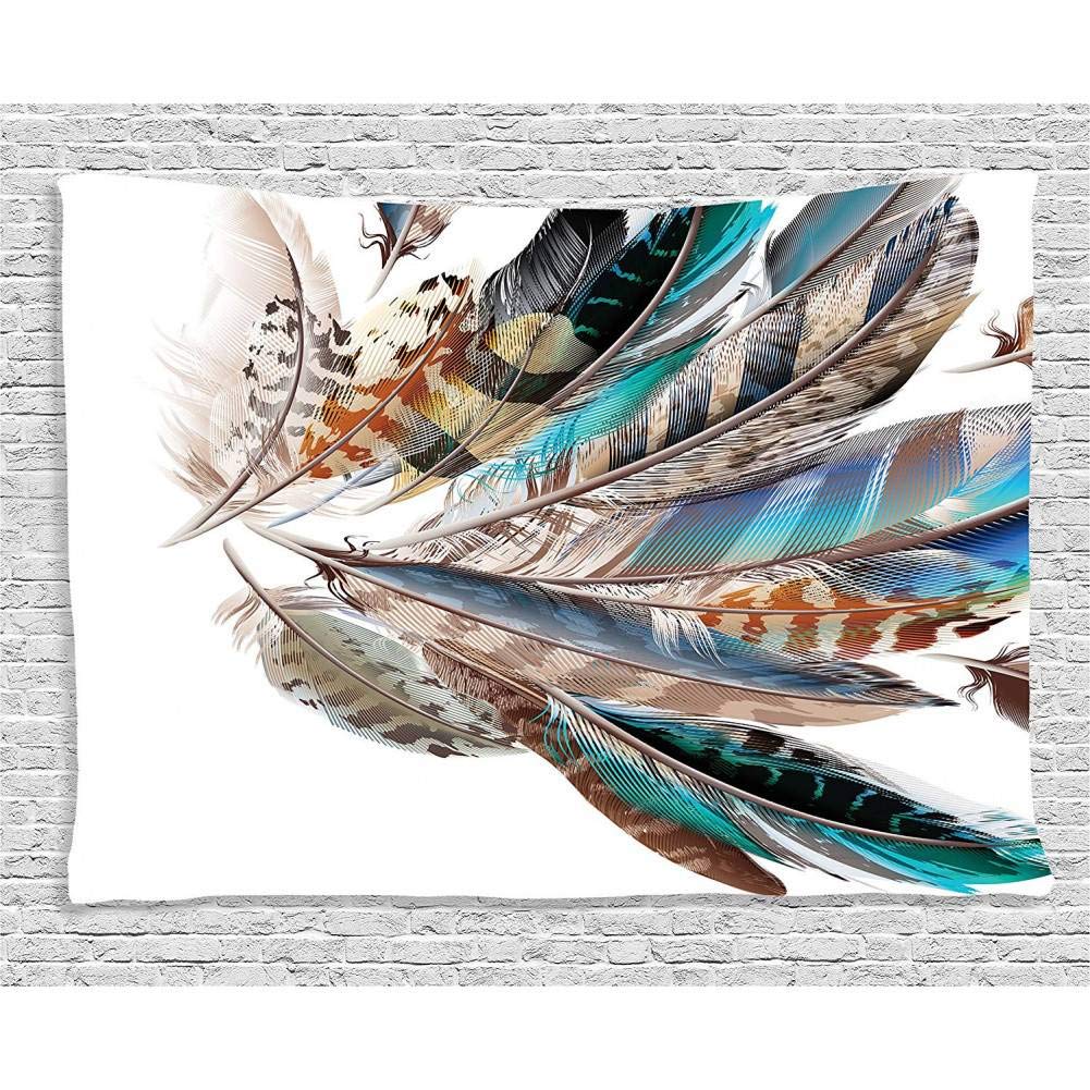 KWYAN Tapestry Feather House Contour Flight Feathers Animal Element Print Bedroom Tablecloth Curtain Bed linings College dormitory Home Decoration 200cmx150cm