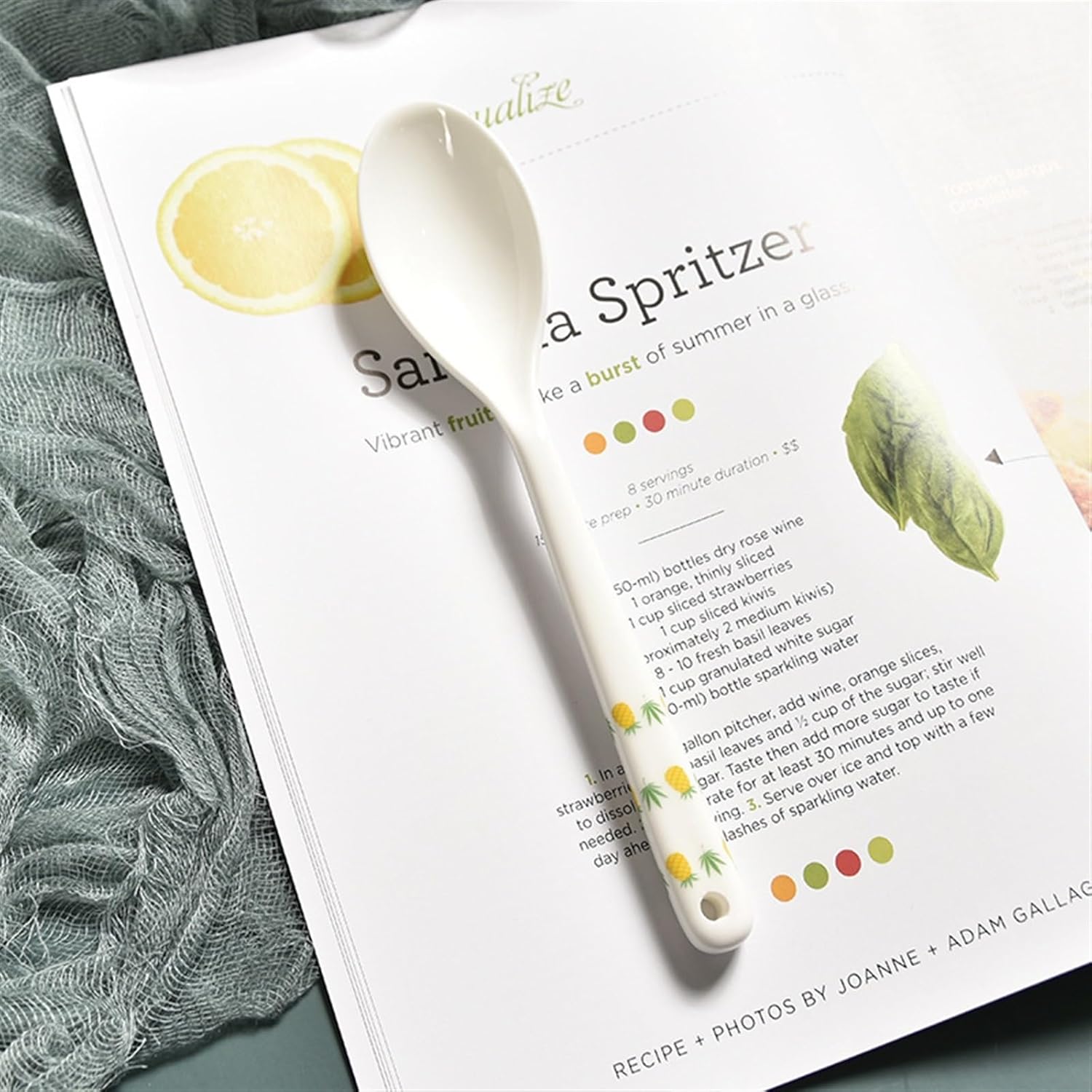 Spoon Set of 2 Soup Spoons Ceramic Coffee Spoon Table Dinner Spoons Handle with Fruit Print Soup Spoon (Color : C, Size : S) (A L) (A L)