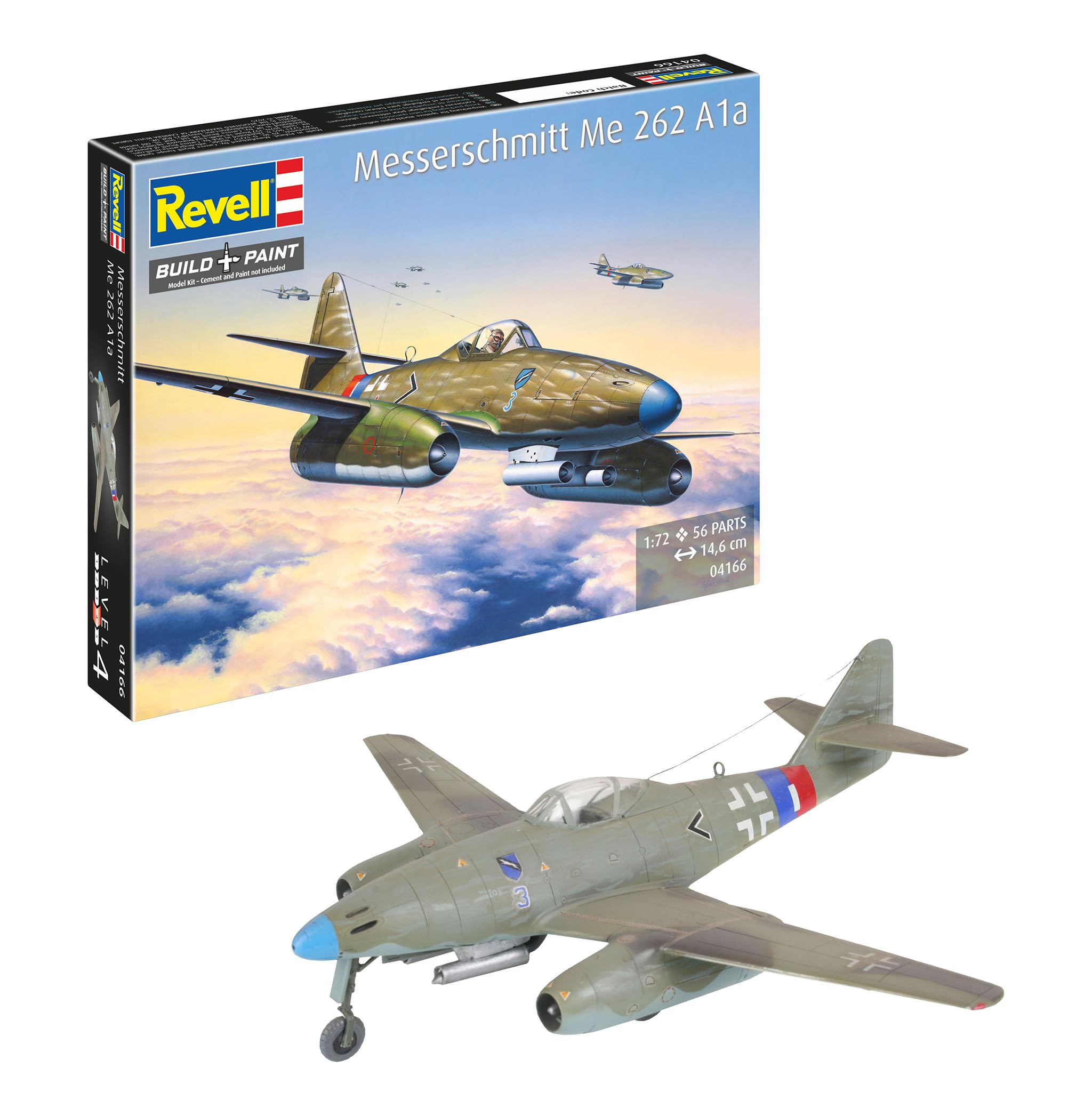 Revell Messerschmitt Me 262 A-1a WW2 German Fighter Jet Model Kit 1:72 04166