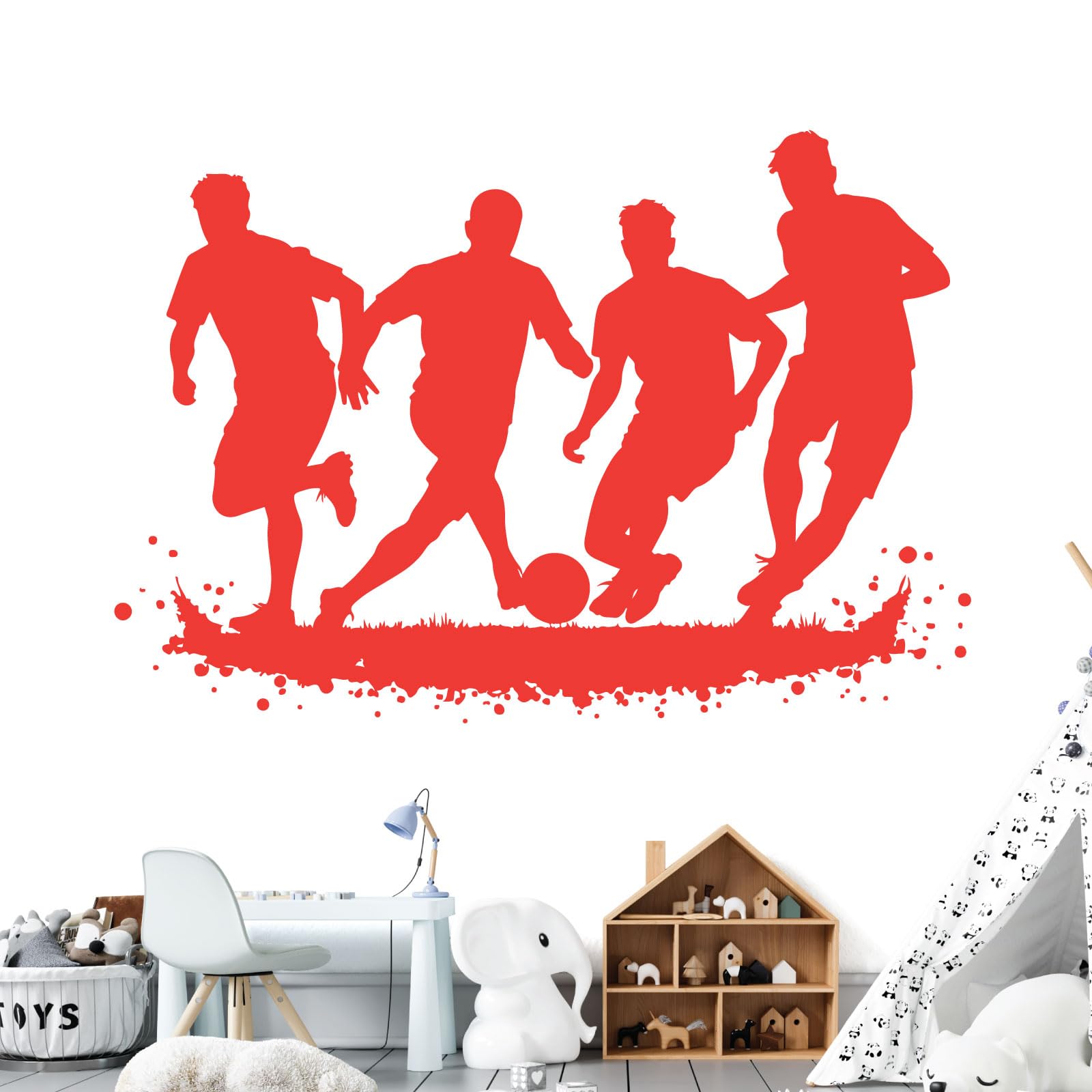 calciatori Wall Art Vinyl Sticker – cameretta dei Bambini, Targa in Vinile, Poppy, Extra Large (1460x550mm)