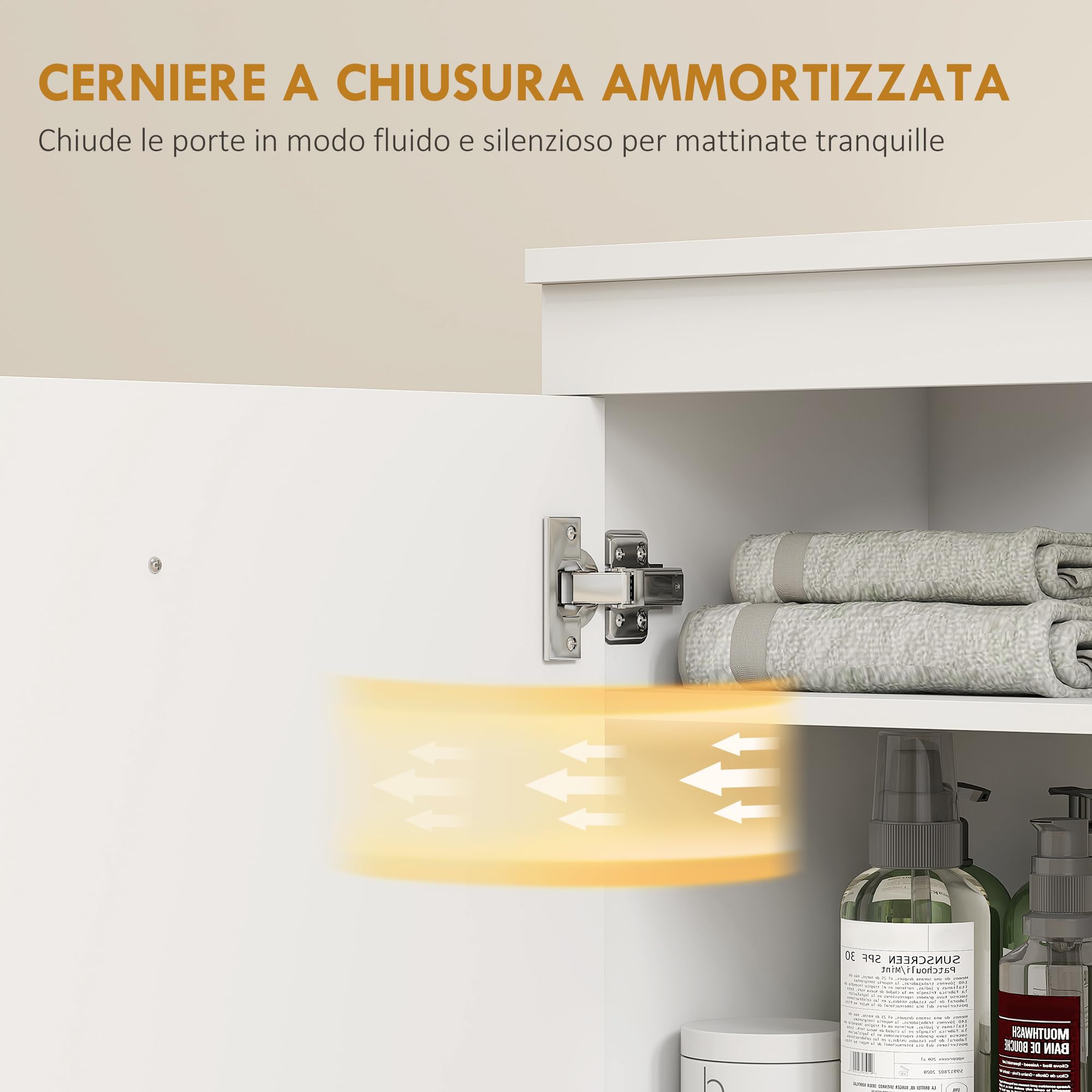 HOMCOM Mobile Sottolavabo per Bagno con 3 Cassetti, Armadietto a 3 Ripiani e Soft Close, Mobiletto Sottolavabo Salvaspazio con Intaglio a U, per Lavabi con e Senza Piedistallo, 70x30x65cm, Bianco