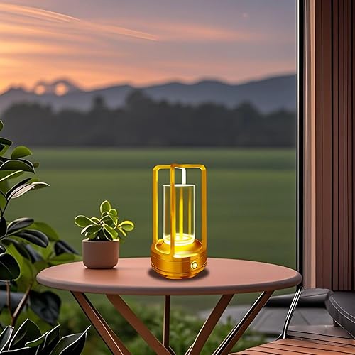 Miniatura 2 de Lámpara de mesa para exteriores, lámpara recargable de 4000 mAh, lámpara de mesa inalámbrica regulable de 3 colores para patio, campamento, mesa de