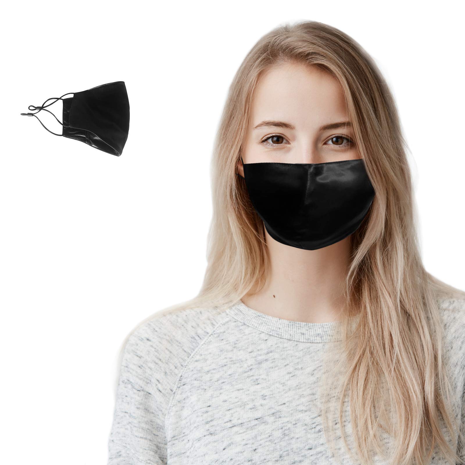 pureSOLPURE SOL. Mulberry Silk Face Mask 3 Layers w/Filter Pocket, Reusable, Washable