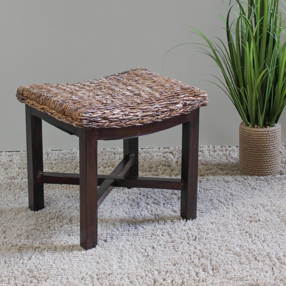 Furniture Piece Arizona Abaca Rectangular Cushioned Top Stool