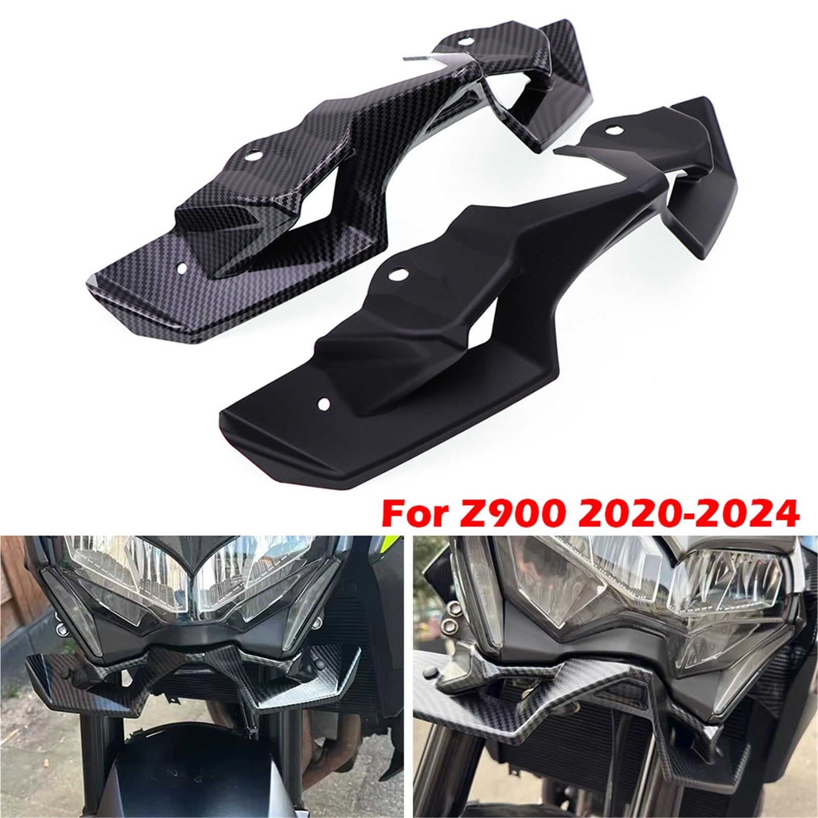 Front Bumper Splitter dachowy Pasuje do Kawasaki Z900 ZR900 SE ABS 2020-2024 Naked Front Spoiler Winglet Aerodynamiczny zestaw skrzydeł