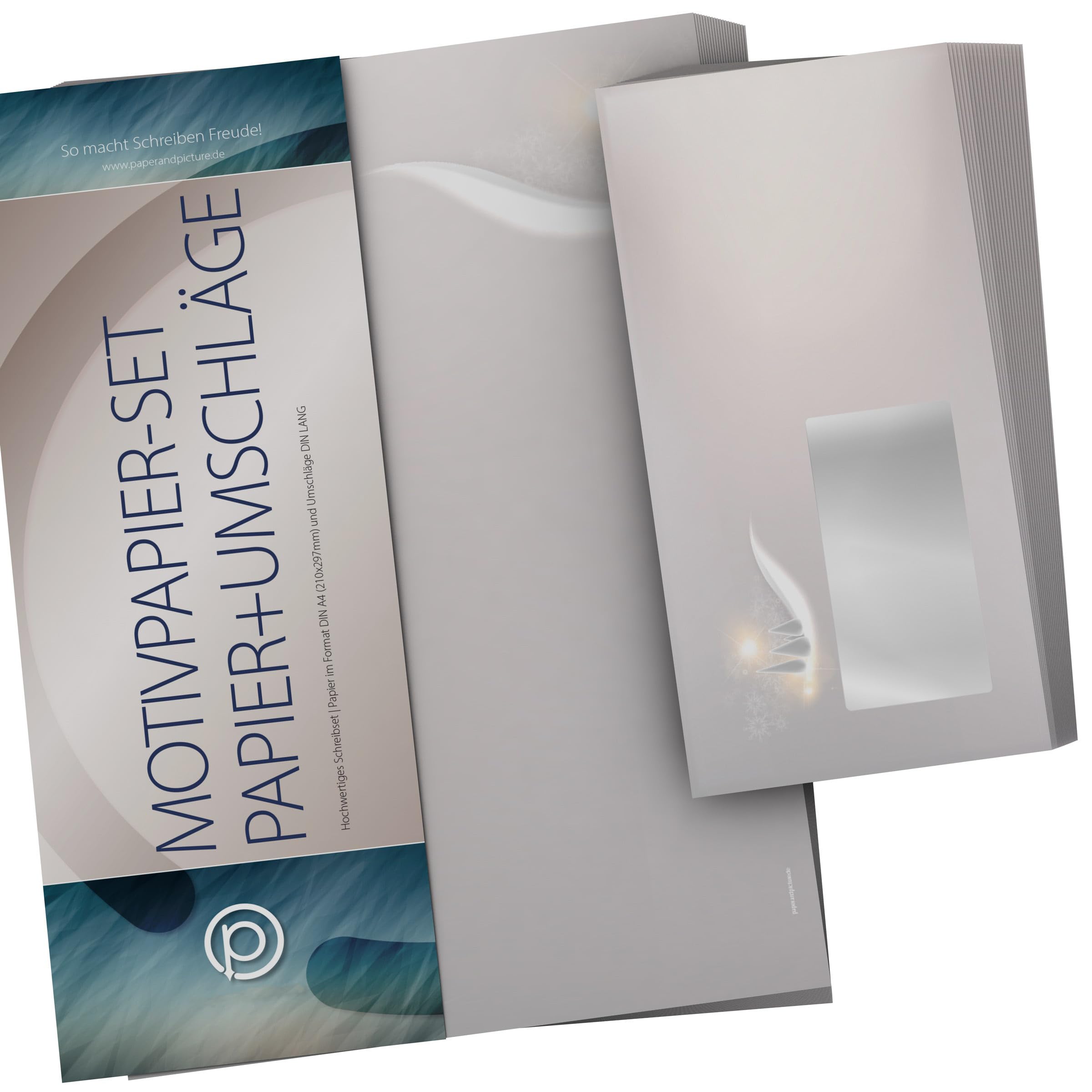 Weihnachtsbriefpapier-Set 100 Blatt A4 + 100 Kuverts mit Fenster