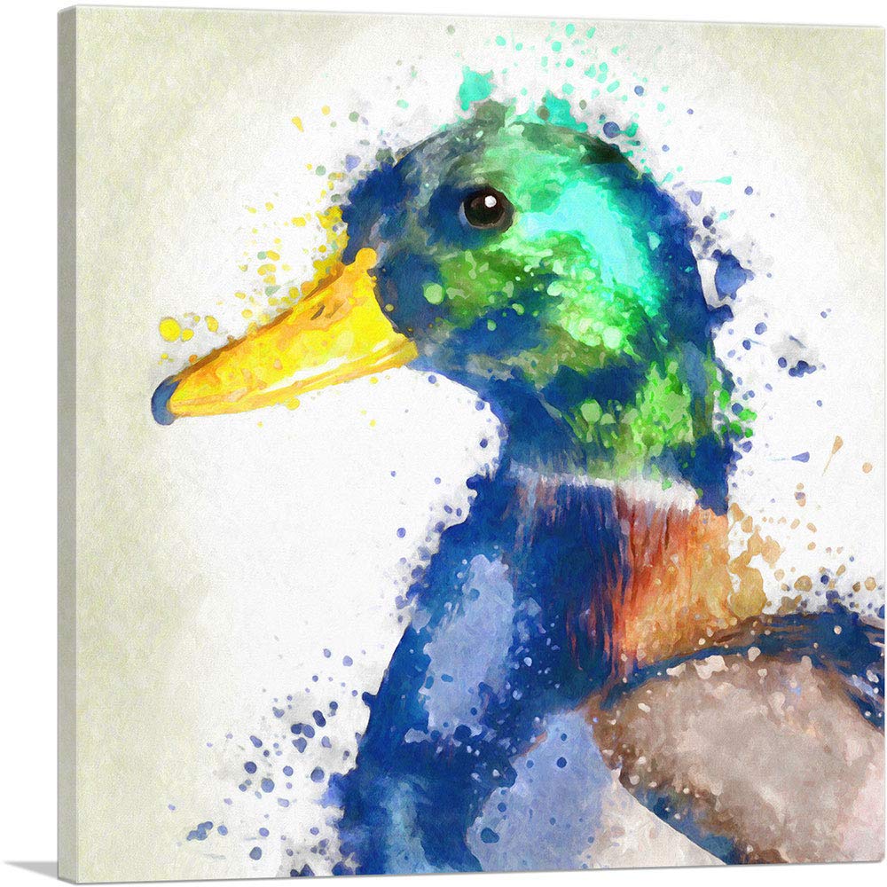 ARTCANVAS Colorful Duck Painting Home Decor Canvas Art Print - 18" x 18" (0.75" Deep)