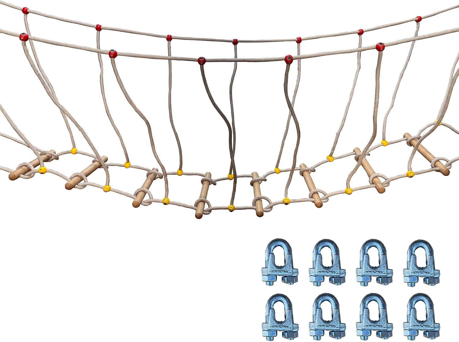 Kindergarten Outdoor Bridge Suspension Bridge Solid Wood Bridge Balance Bridge Climbing Bridge Outdoor Obstacle Training Ground Playground Rope Ladder Bridge(Size:6.5ft/2m)