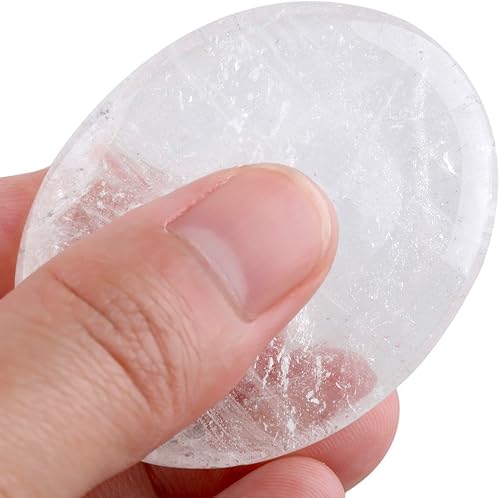 Miniatura 2 de Rockcloud Piedra natural de preocupación, piedras de palma para el pulgar para la ansiedad, cristal curativo, cuarzo de roca transparente