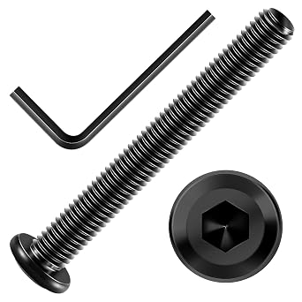 Mywish M8 x 65mm 20Pcs Flat Head Hex Socket Cap Screws Bolts, 304 Stainless Steel Furniture Bolts Full Thread, Black Oxide & Hex Spanner