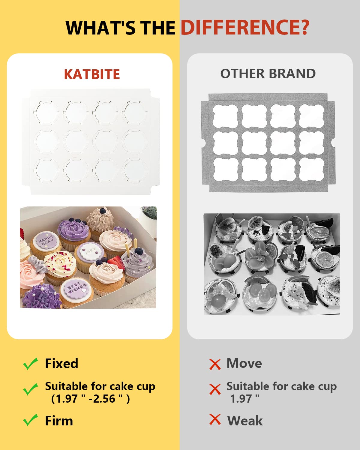 Snapklik.com : Katbite 15-Set Cupcake Containers, Pre-Assembled Food ...