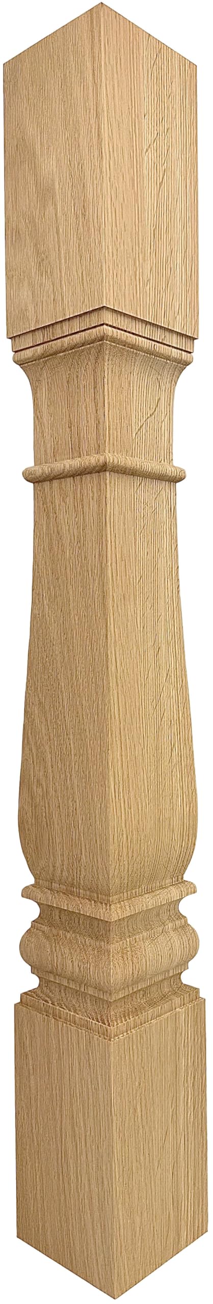 Highland Manor Wood Products Square Tupelo Island Leg - 34 1/2" Tall x 4" Wide - Unfinished Wooden Leg for Kitchen Islands, Tables or Desks (Oak) (1