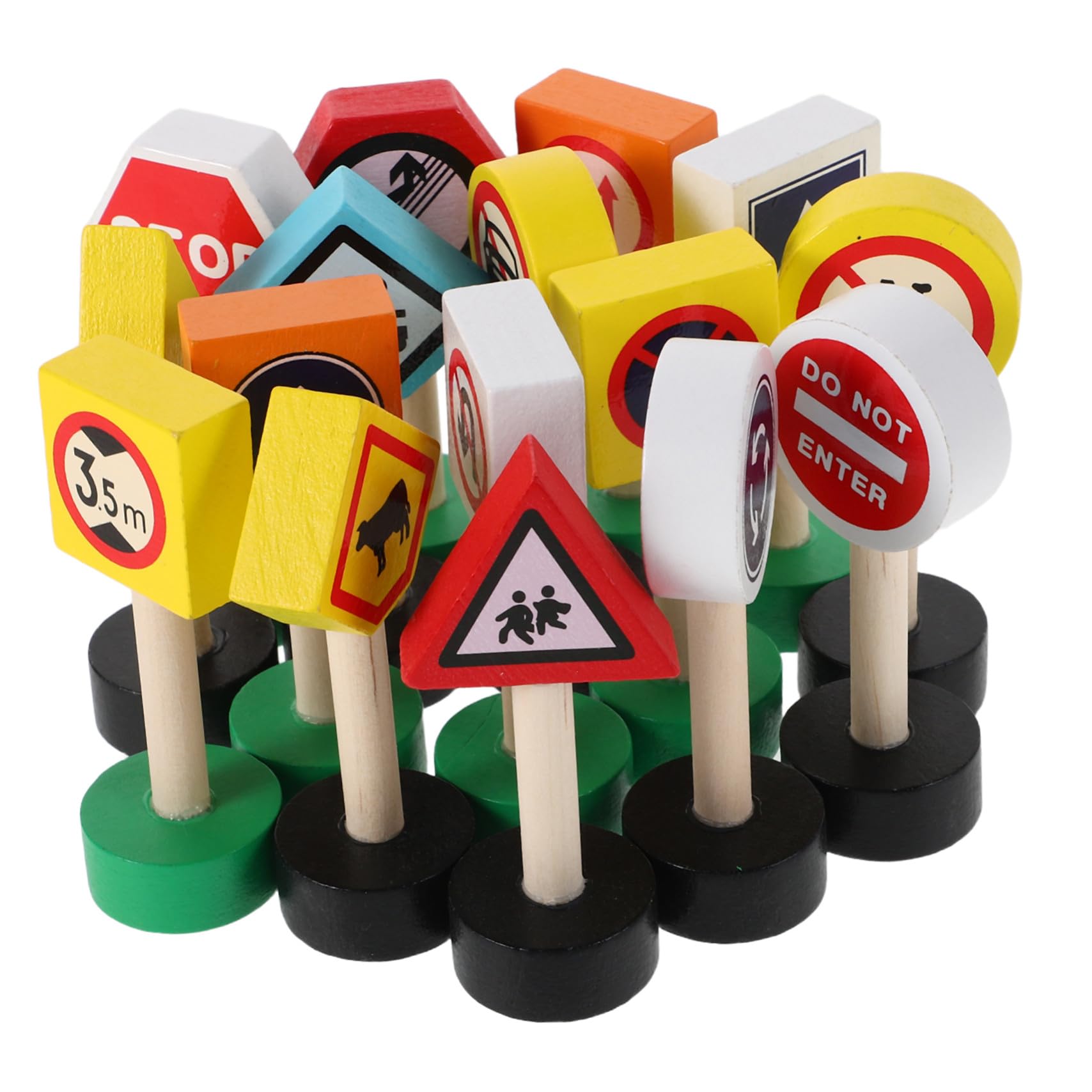 Ensemble de Jeu Panneau Signalisation Garçon et Filles en Bois 16pcs, Jouet Éducatif Coloré et Créatif pour Apprentissage Interactif Sécurisé à Domicile Classe