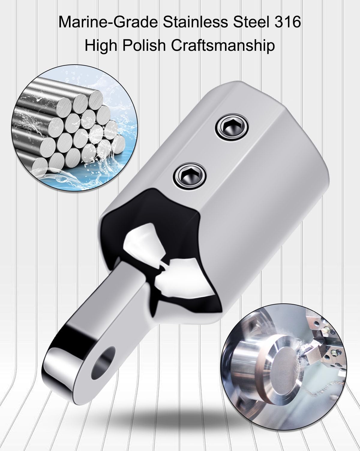 HZSIFU Bimini Top Cap Fittings - Stainless Steel 316 Eye End Caps For 1" OD Round Boat Tubes, 4-Pack - View #9