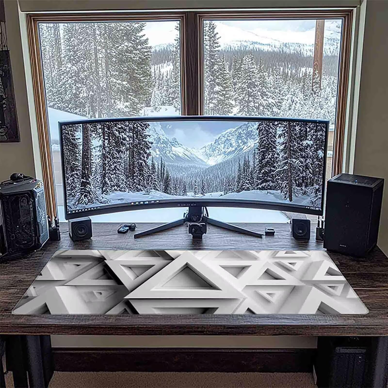 Tappetino Mouse XXL 1000x500mm Grigio Mousepad Geometria Tappetino Scrivania Grande, con base in Gomma Antiscivolo, Impermeabile Sottomano Scrivania per Computer, Ufficio, Accessori Gaming 5-6112m