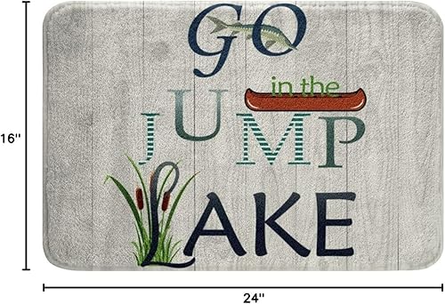 Miniatura 2 de Lake Paddle - Tapete antideslizante para baño, respaldo de látex, decoración rústica de cabaña junto al lago, tapete de forro polar absorbente de