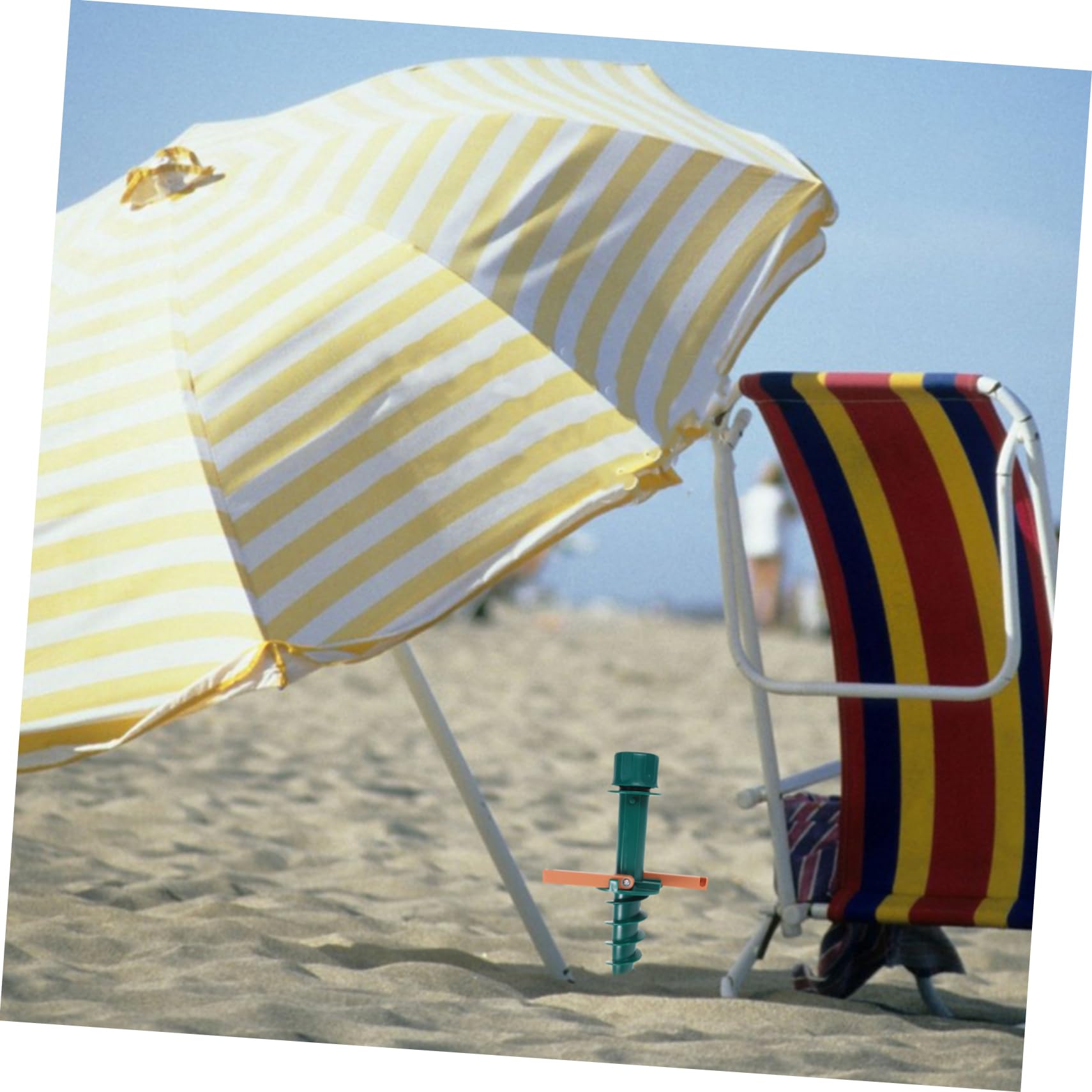 Sombrilla de playa con soporte resistente y sistema de anclaje, sombrilla de playa y clavijas para resistencia al viento, perfecta para proteger el sol al aire libre