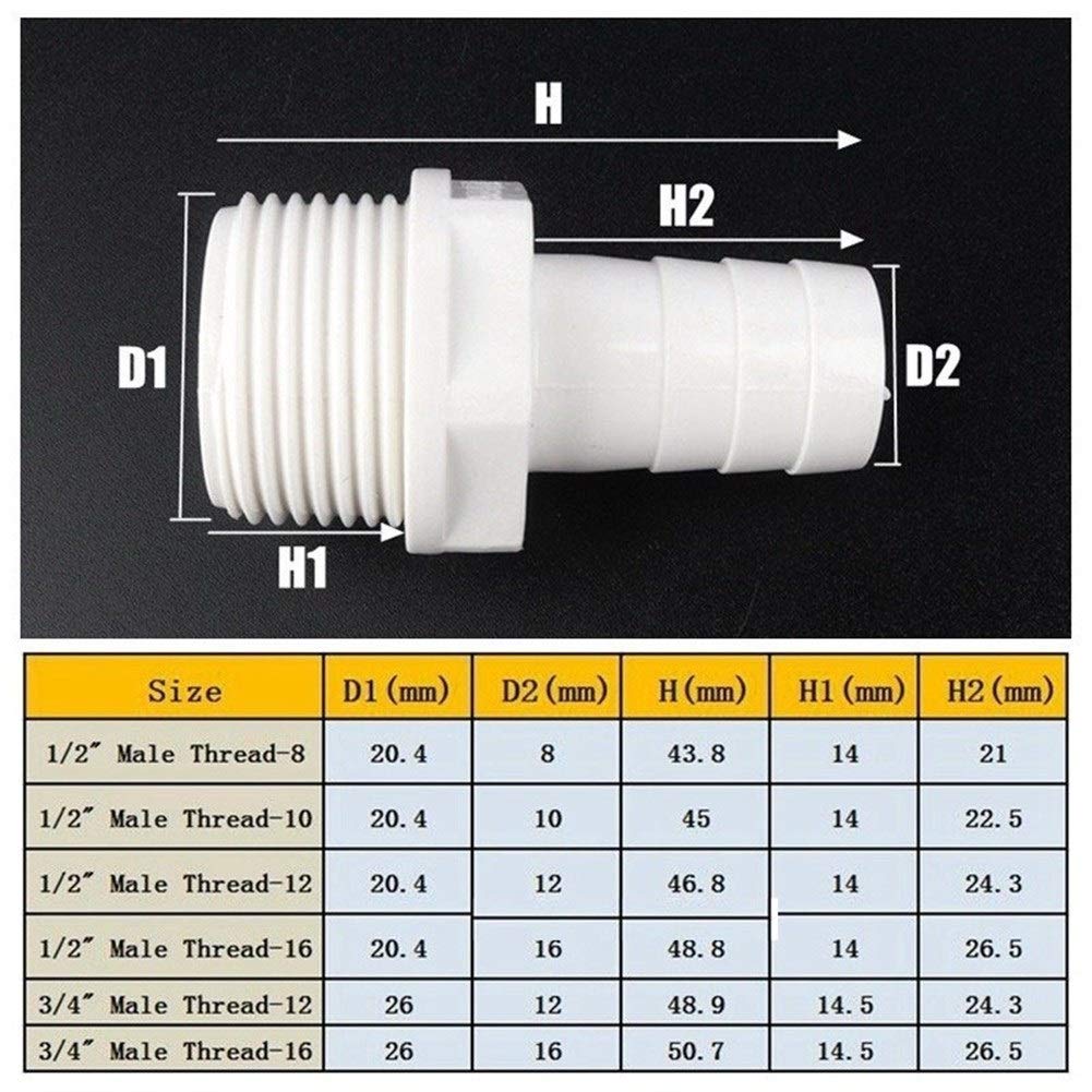 Accesorios para tuberías de riego, Accesorios de tubería 50 Uds riego PVC 1/2-3/4 "Rosca 8-16mm Conectores Acuario Manguera latón