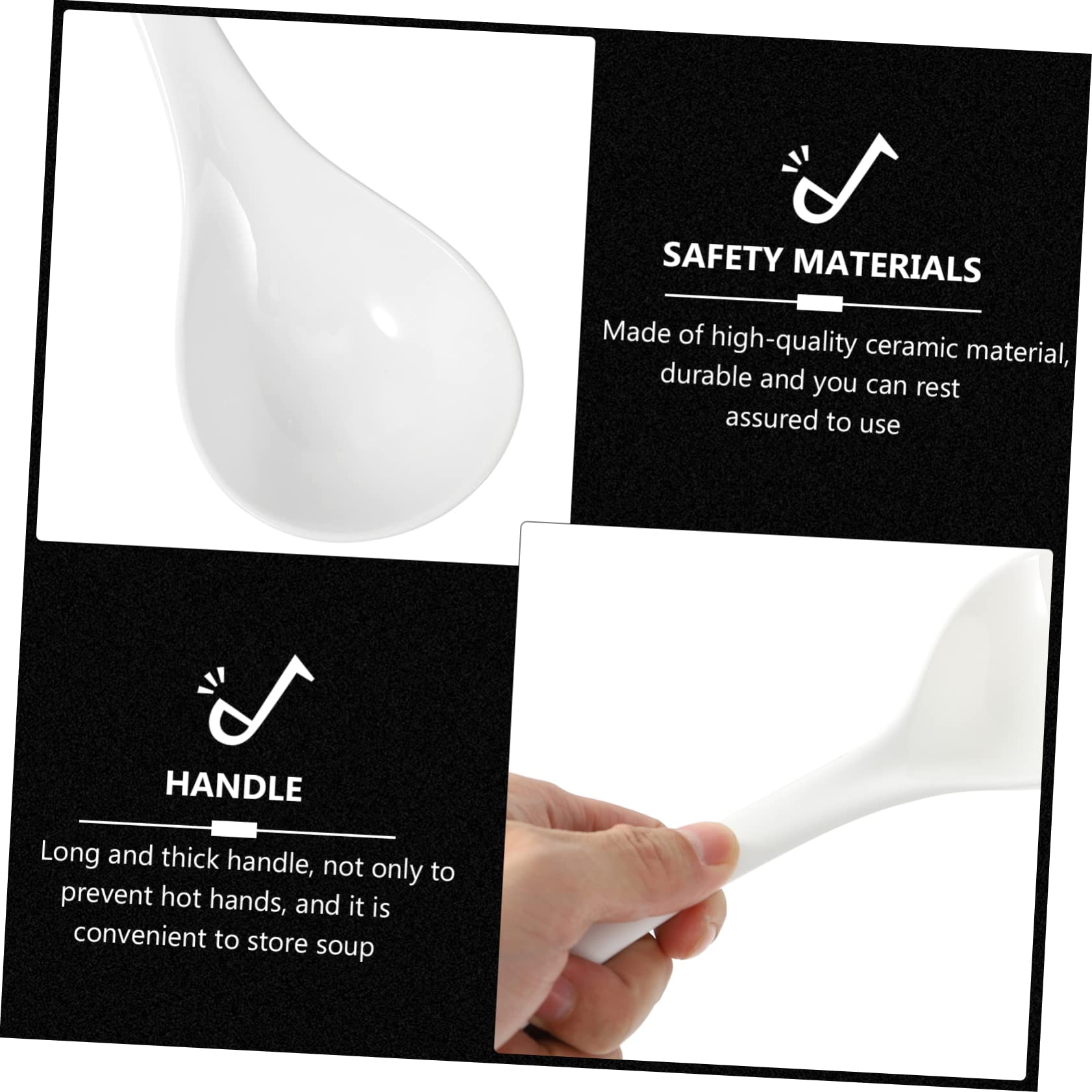 VALICLUD Cucharas de Cerámica Grande para Sopa Porcelana white Utensilios de Cocina Elegantes y Prácticos para Hogar y Restaurantes