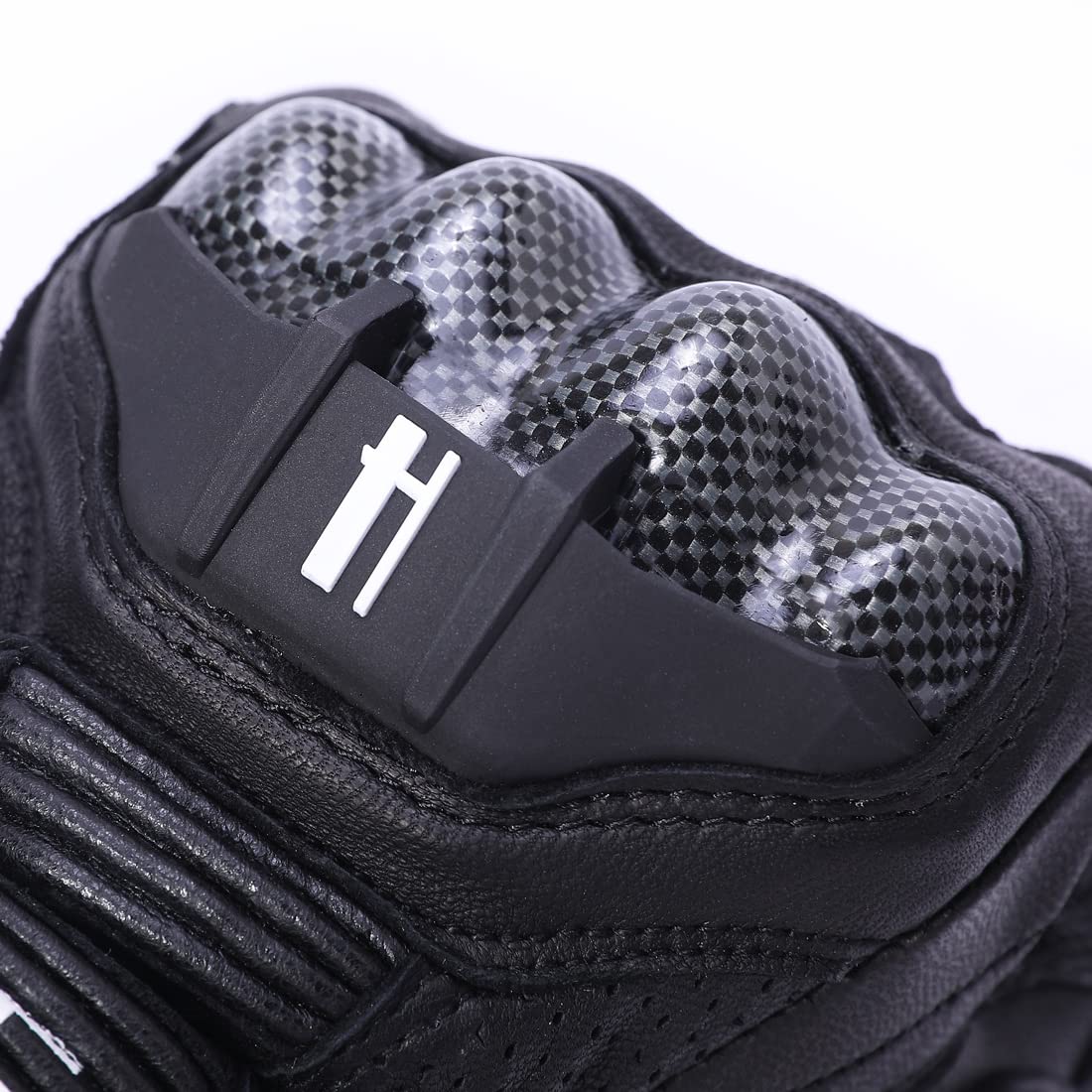 Harssidanzar Guantes de Moto de Cuero para Hombres y Mujeres,Guantes de Moto de protección de Nudillos de Fibra de Carbono Powersports KM045