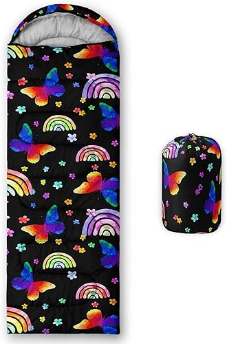 Miniatura 1 de QOOMO Saco de dormir para camping, 3 estaciones, clima cálido y fresco, ligero, saco de dormir impermeable para adultos y niños, viajes y al aire