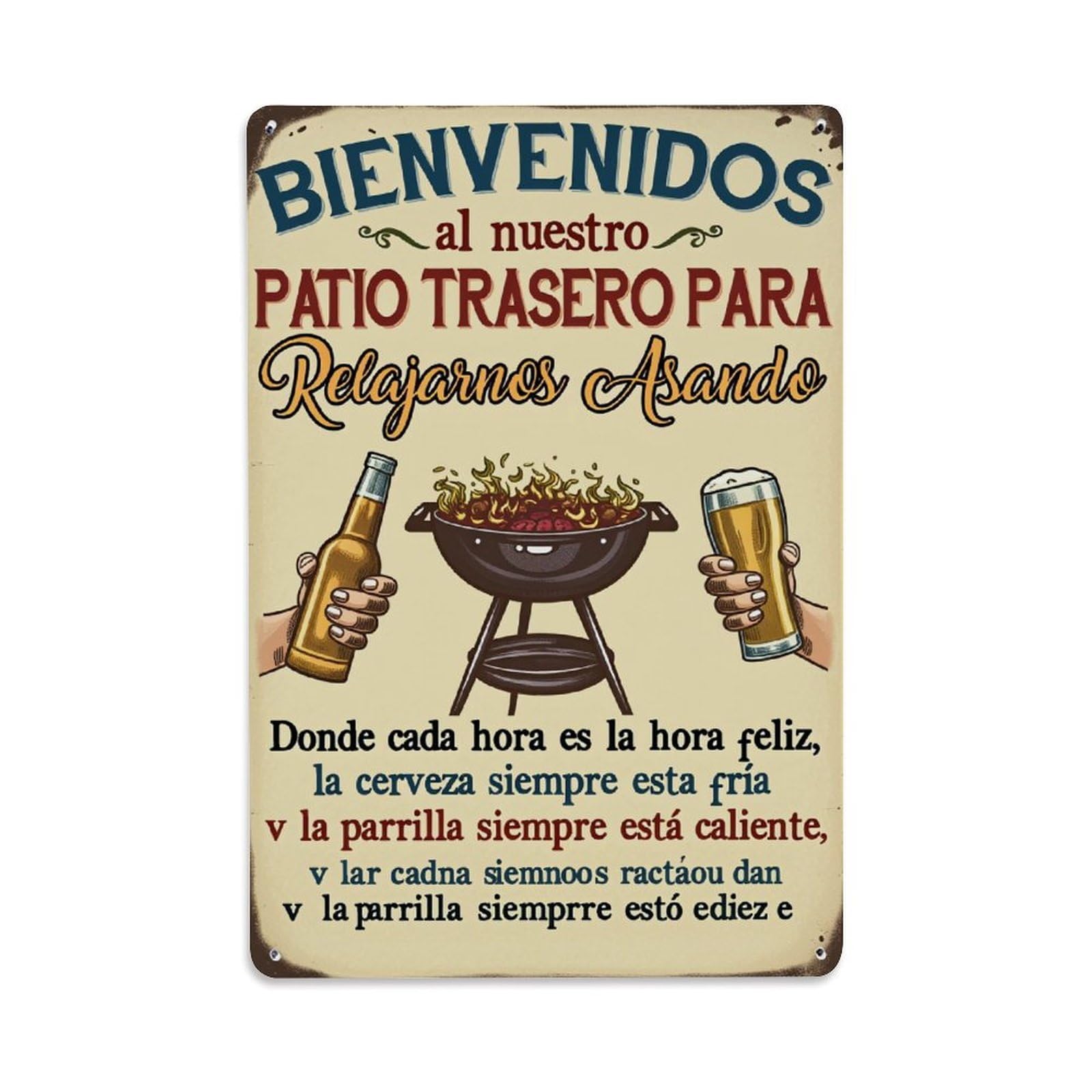 Enderetf Vintage Welcome To The Backyard Barbecue Beer Tin Sign Metal Poster, Home Bar Garage Man Cave Cafe Indoor & Outdoor Wall Decoration 8X12inches