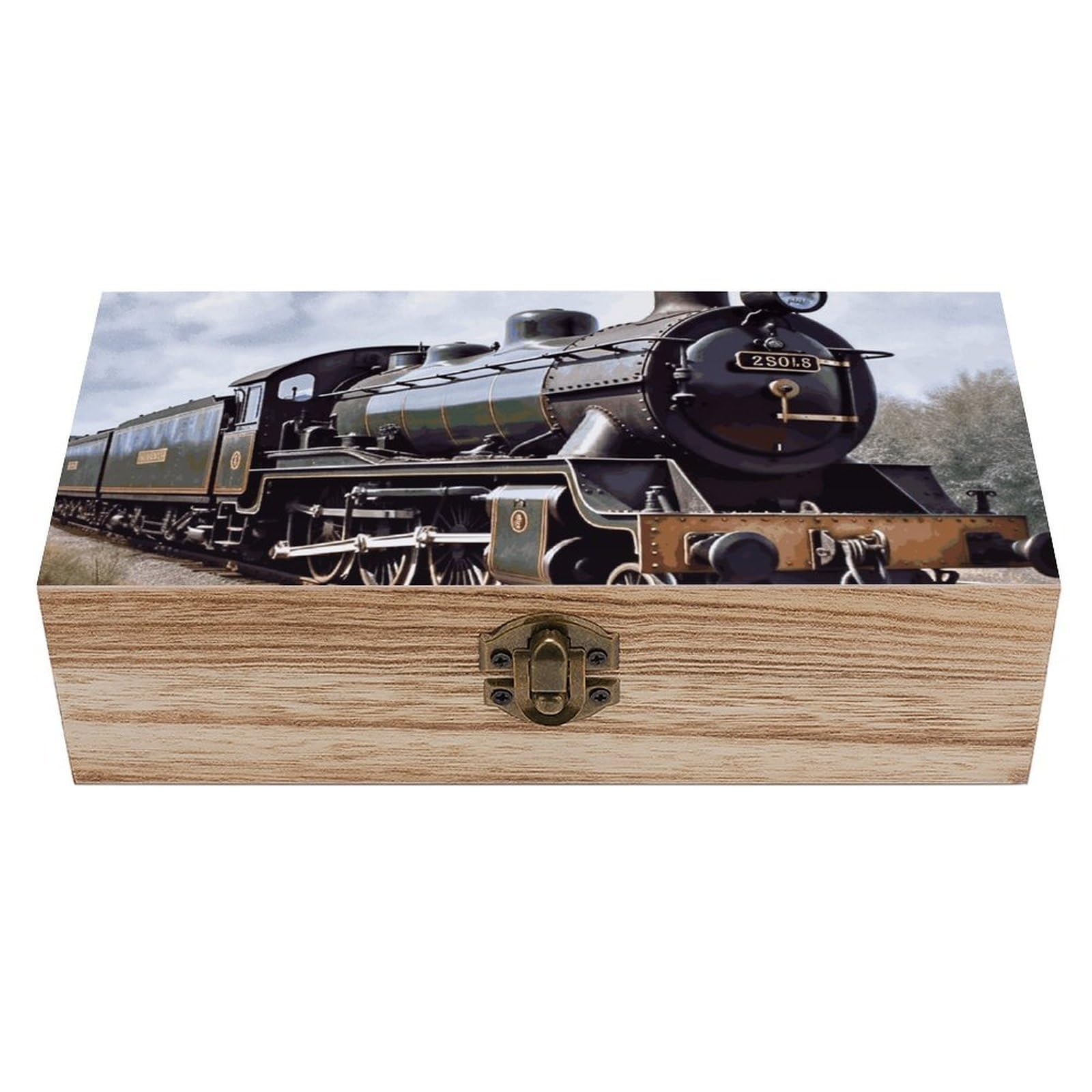 FekiLoot Steam Locomotive Train Wooden Keepsake Box Decorative Wood Storage Organizer with Hinged Lid Large Handmade Boxes Wedding Memory Treasure Box for Jewelry Photos Stamps Crafts