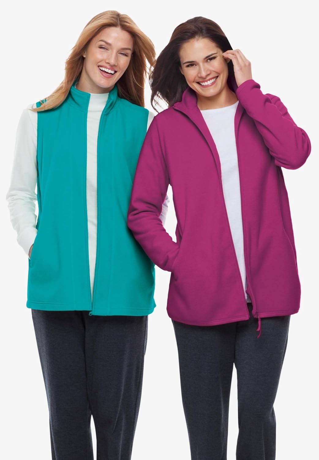 Woman Within Plus Size Zip-Front Microfleece Vest Long Fleece Vest - Image 3