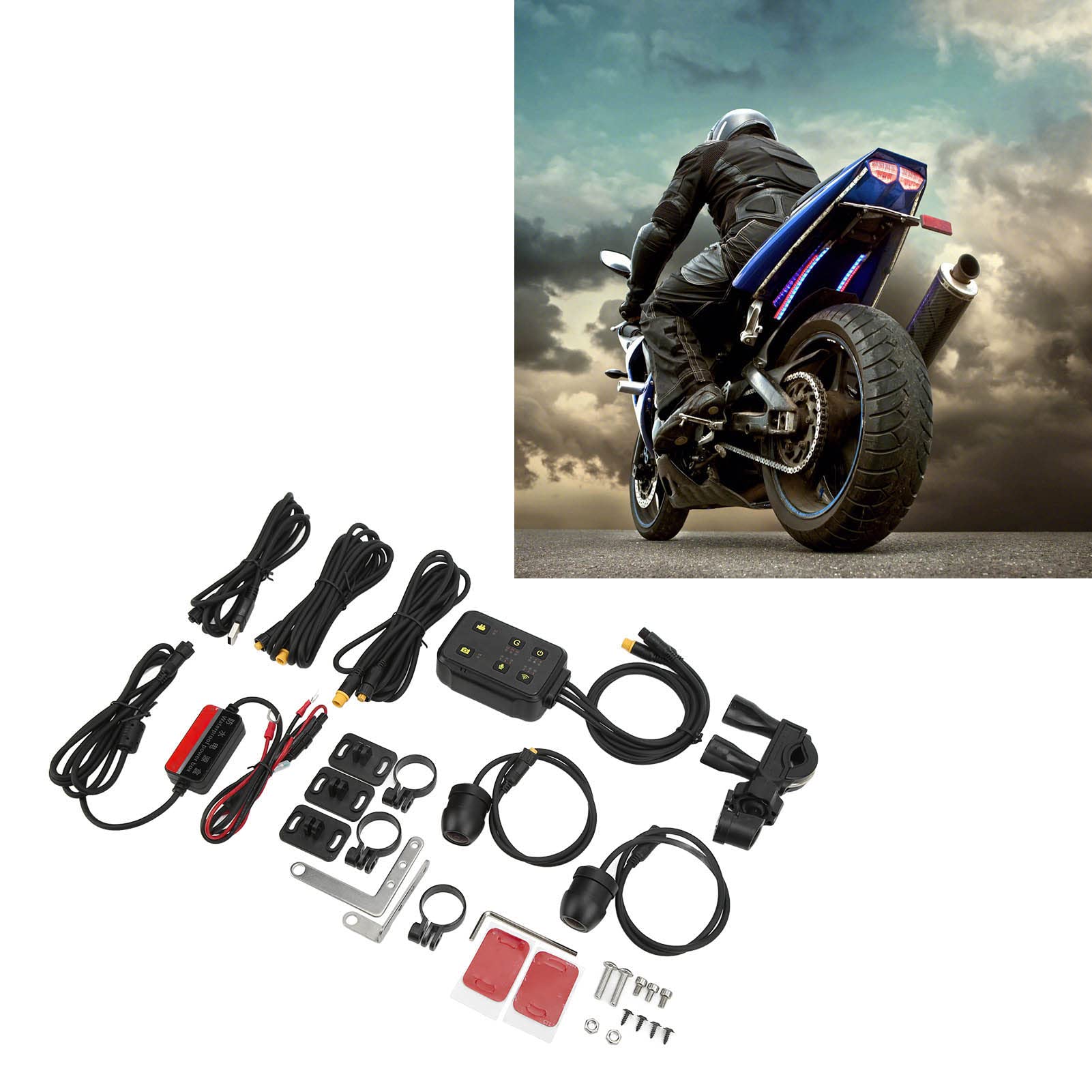 Kamera Motocyklowa D Podwójna Kamera i Nagrywanie z tyłu. Nagrywanie z Obiektywem Szerokokątnym 080P. Rejestrator z Kamery Motocyklowej