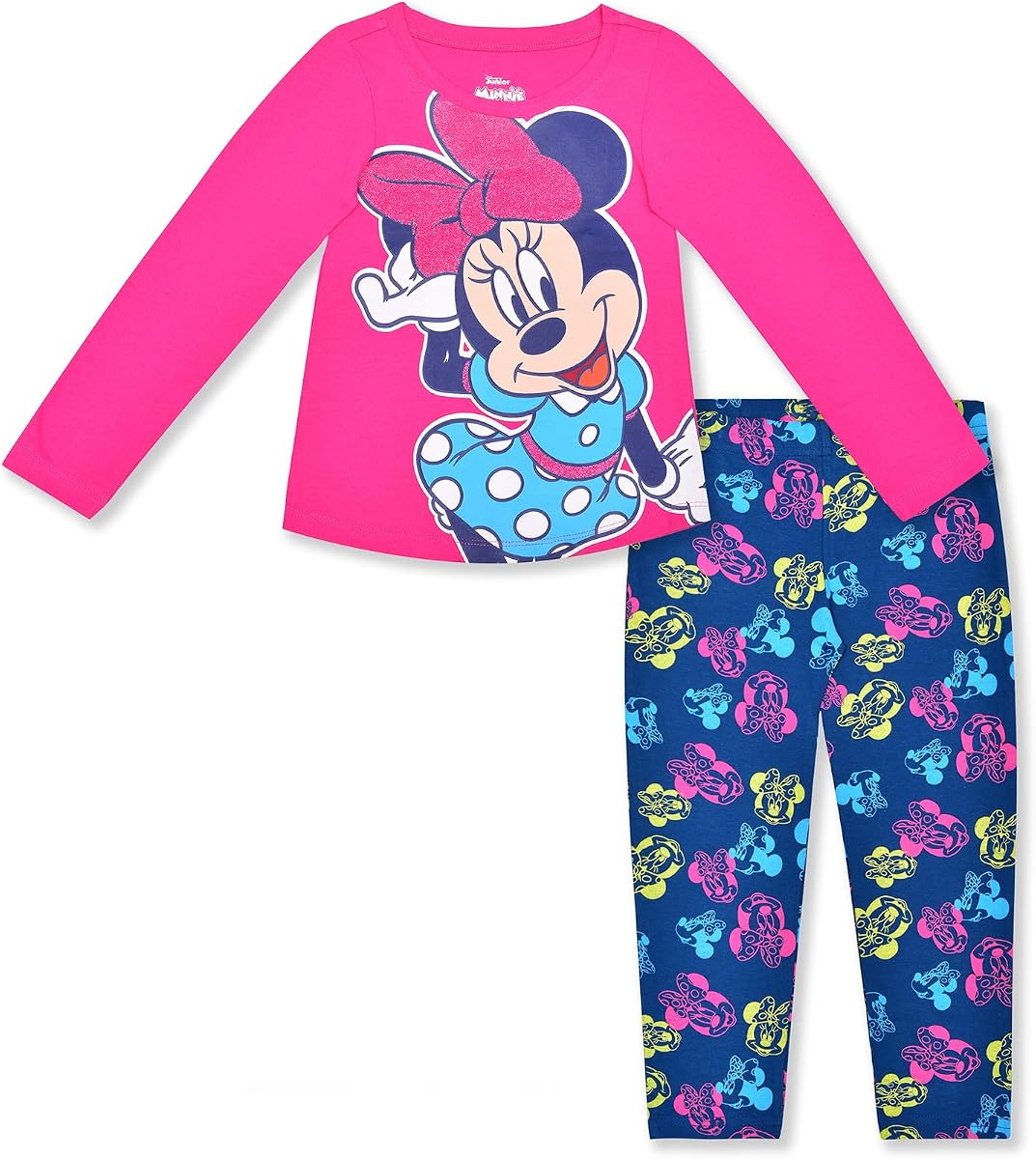 Disney Minnie Mouse Girls Long Sleeve Shirt and Legging Pants Set for Kids