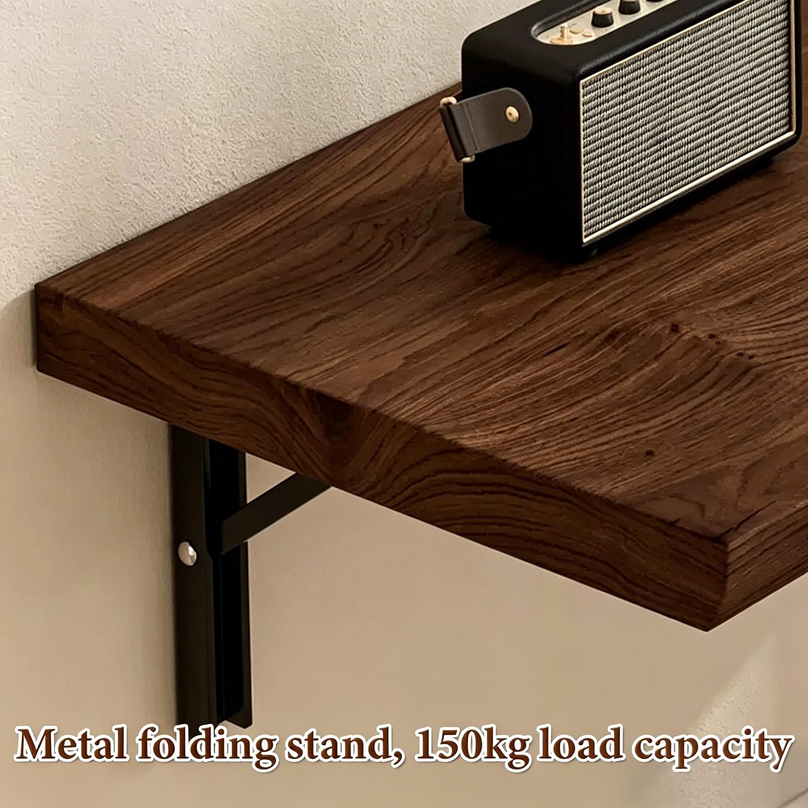 Wandklapptisch aus Massivholz Robuster Klapptisch Wandmontage Platzsparend Wandtisch Klappbar Tragkraft: 150 Kg Wandschreibtisch für Wohnzimmer Küche Waschküche(150x40x5cm)
