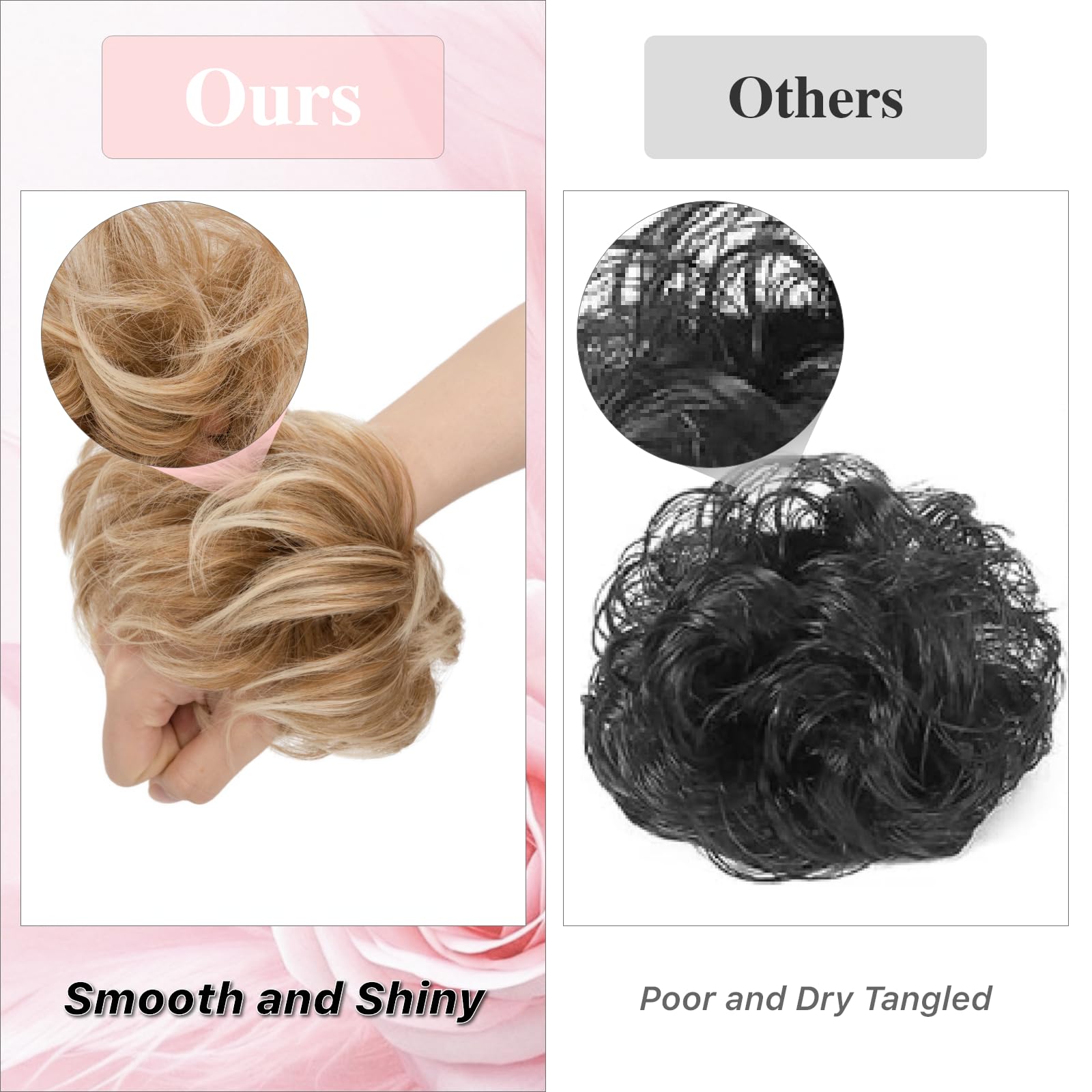 Benehair Messy Bun Hair Piece Curly Wavy Hair Scrunchies Messy Bun Scrunchie Synthetic Donut Updo Hair Pieces for Women Girls (Auburn & Blonde - Image 4