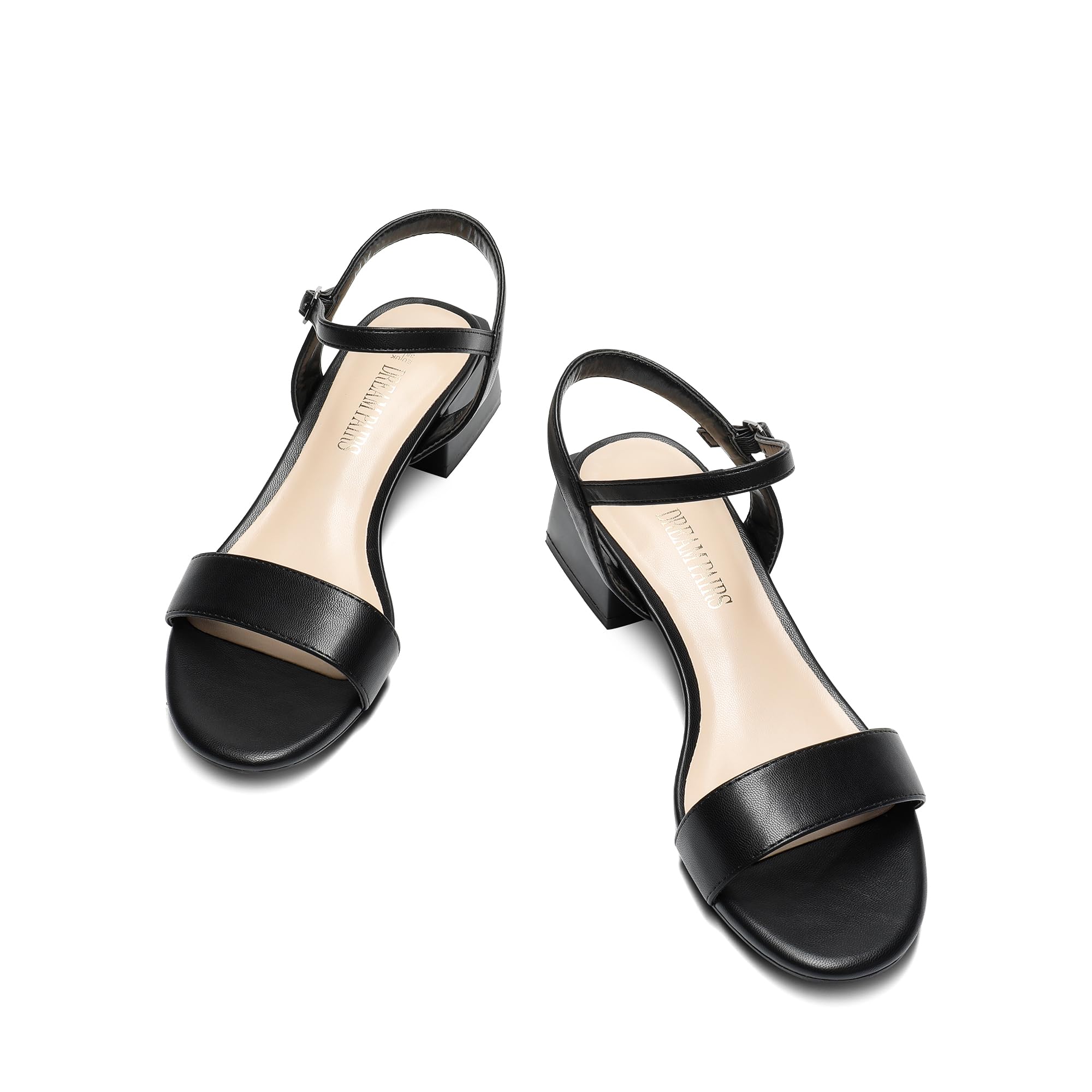 DREAM PAIRS Damskie niskie obcasy dla kobiet klasyczne otwarte palce pasek kostki blok masywny obcas sandały wakacje przyjęcie suknia ślubna czółenka buty