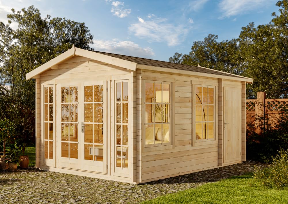 Alpholz Gartenhaus Kim Gartenhaus aus Holz, Holzhaus mit 40 mm Wandstärke, Blockbohlenhaus mit Montagematerial