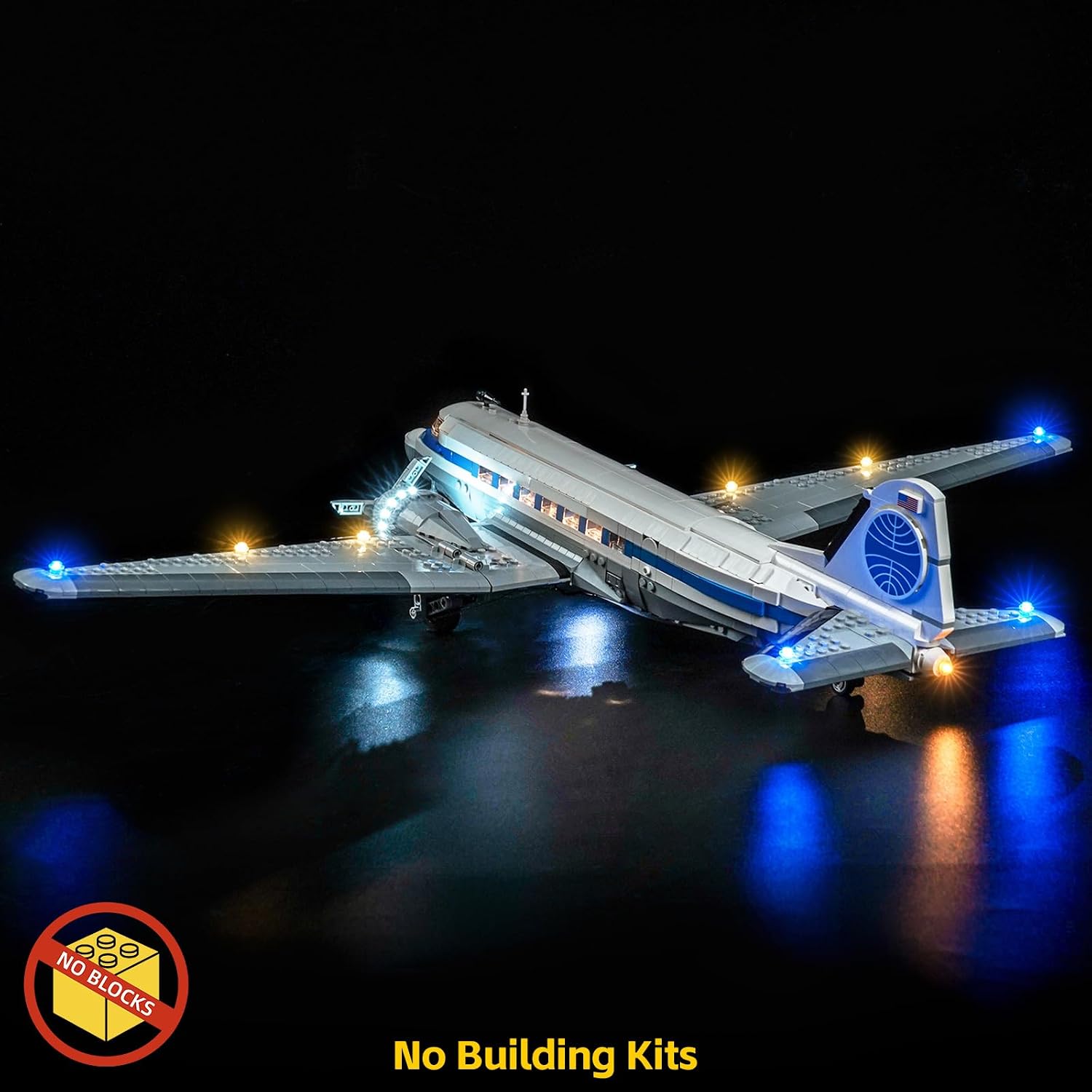 BrickBling LED Lights Compatible with Lego Douglas DC-3 PAN AM Airliner | Creative Light Kit Compatible with Lego 11378 (Lights Only, Not Come with Model) (Classic Version Light)