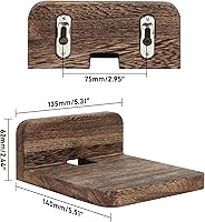 Vista 3 de Wood - Soporte de altavoz montado en la pared, soporte para cámara de monitor, estante pequeño para altavoz Bluetooth, cámara web, teléfonos