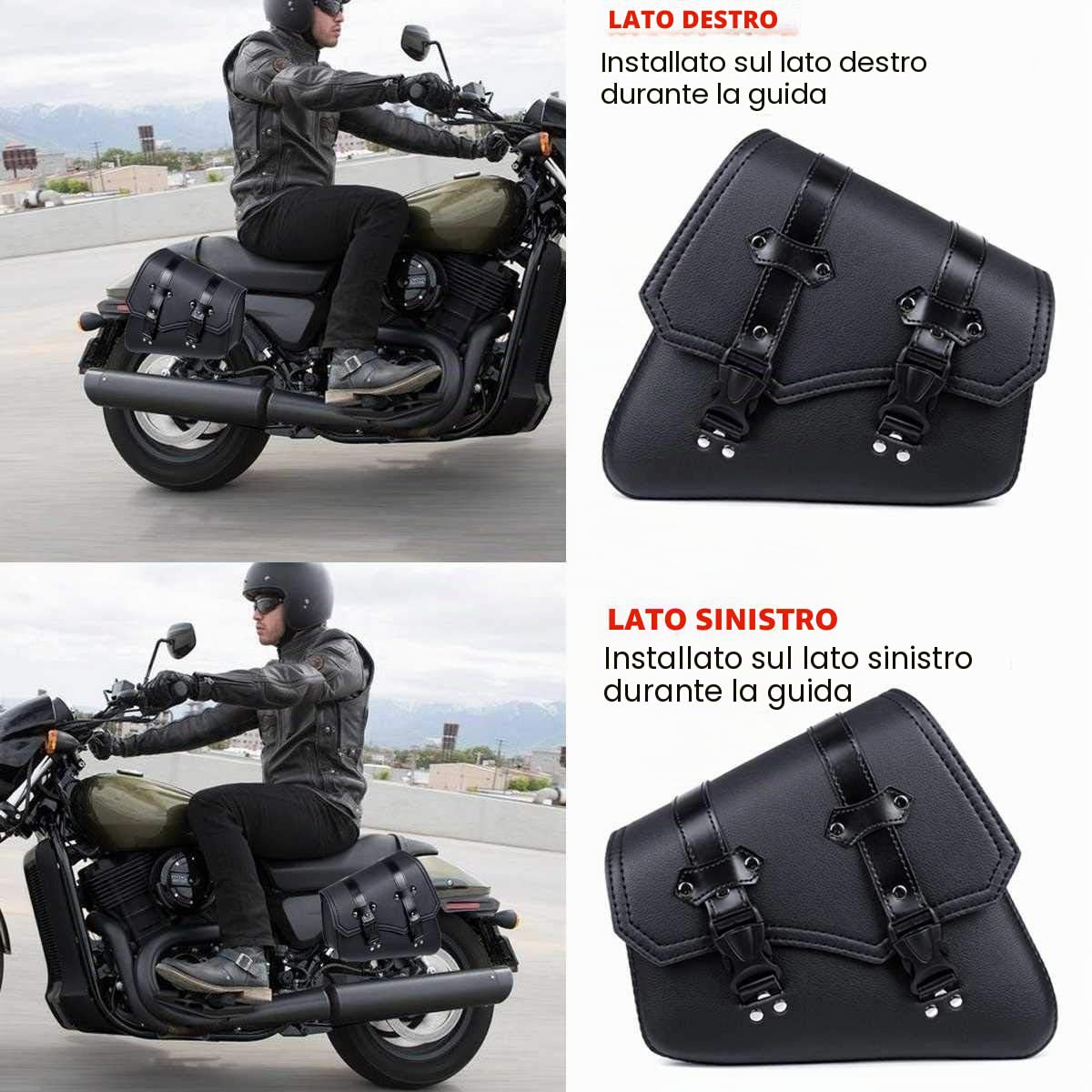 Borse laterali vintage per moto Borse laterali impermeabili universali in PU