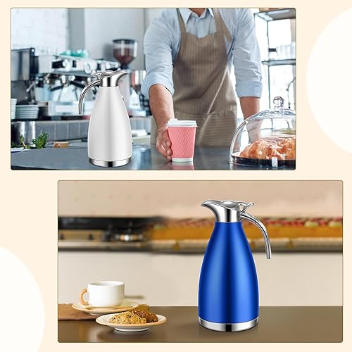 Miniatura 7 de 4 jarras térmicas de acero inoxidable de 68 onzas con tapa, jarra aislada, botella de té al vacío de doble pared con cepillos para agua caliente, té