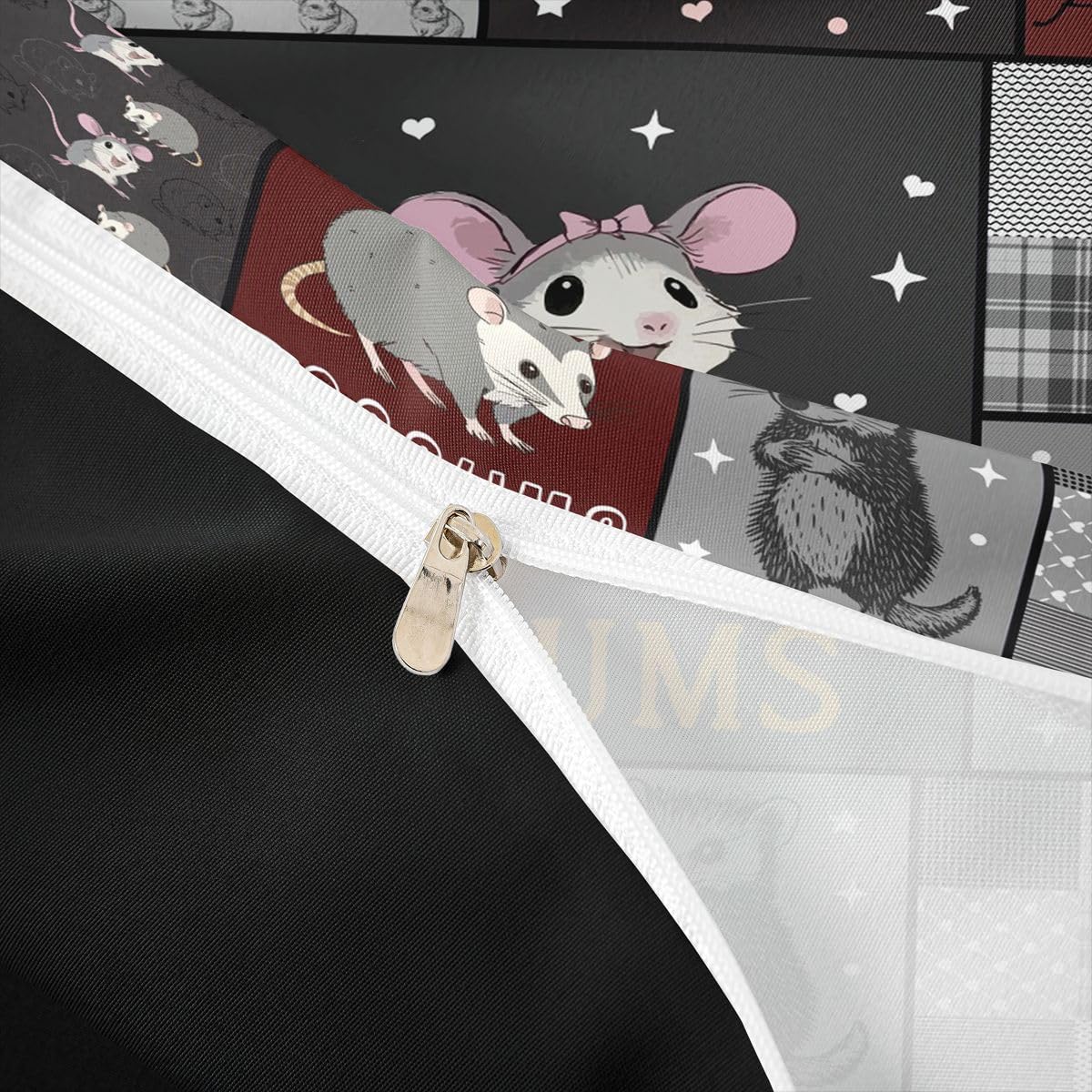 Homewish Cartoon Oposy zwierzę patchworkowa czerwona szara poszewka na kołdrę podwójna kawaii kratka zestaw pościeli geometryczny pasek poszewka na kołdrę naturalna przyroda zestawy łóżek