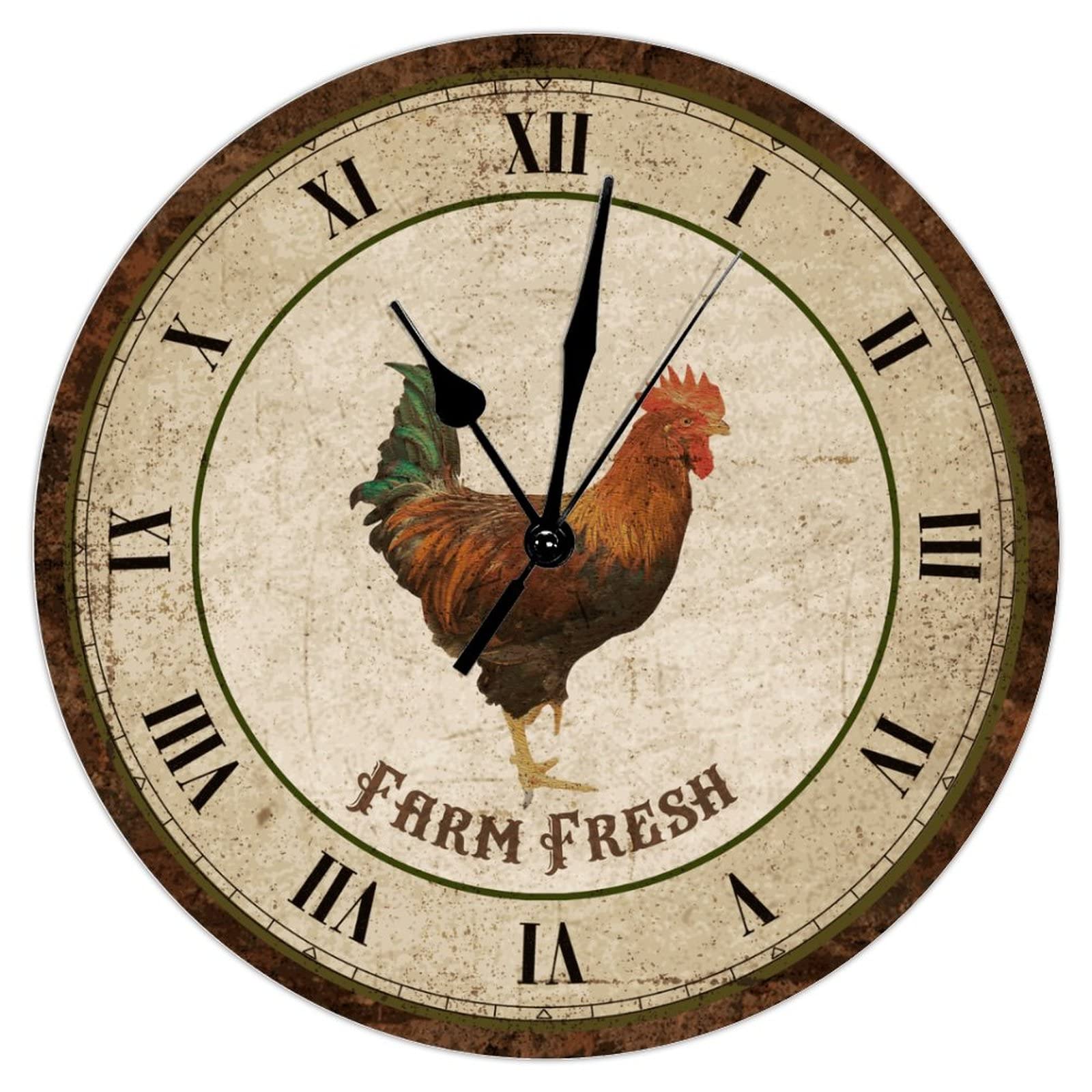 Horloge murale coq et poulet vintage 38,1 cm, le cadeau d'anniversaire idéal pour la cuisine