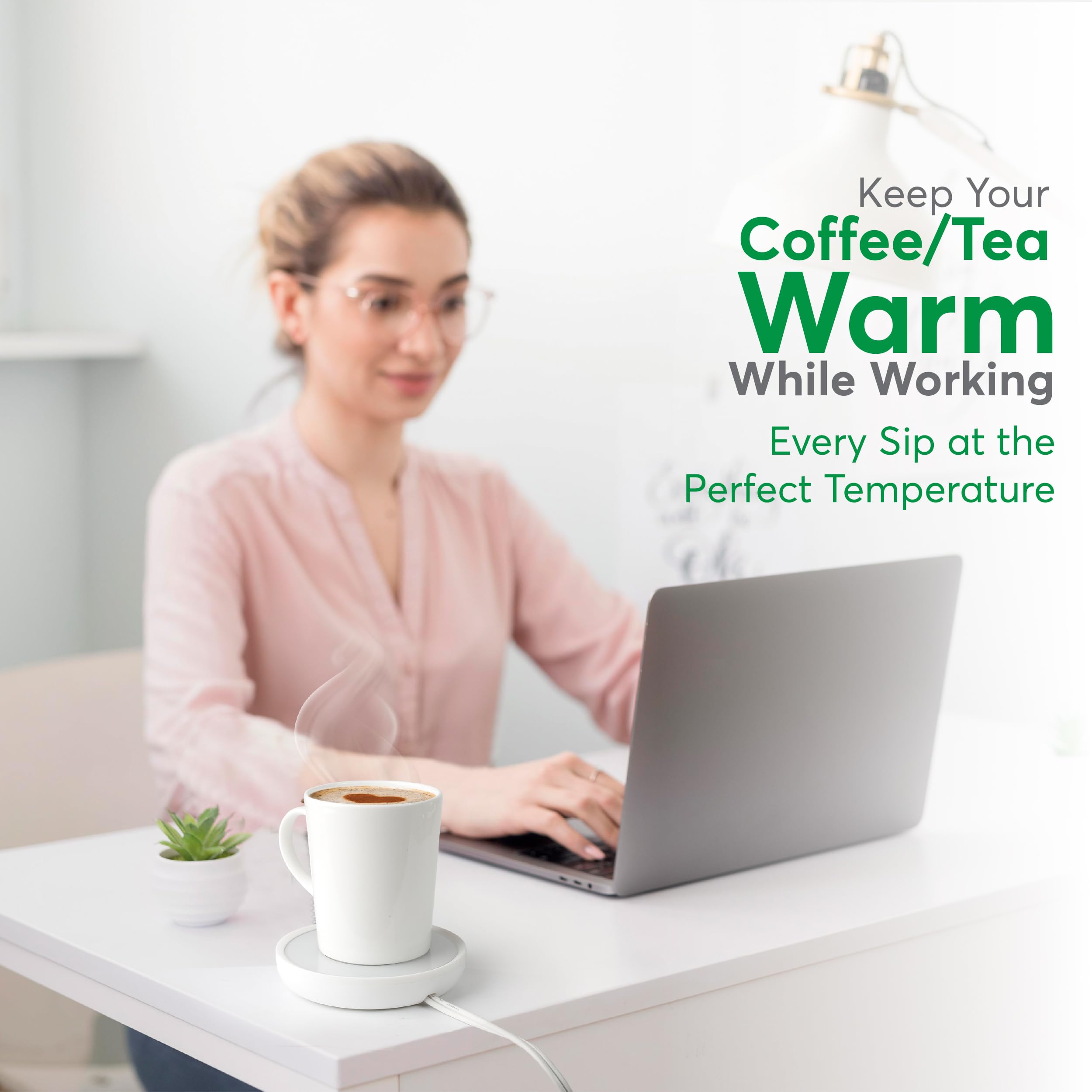 Calentador de tazas de café con apagado automático, calentador de tazas compacto de 17 W para computadora con interruptor de gravedad, placa eléctrica para velas de tarro, mantiene el café, té y