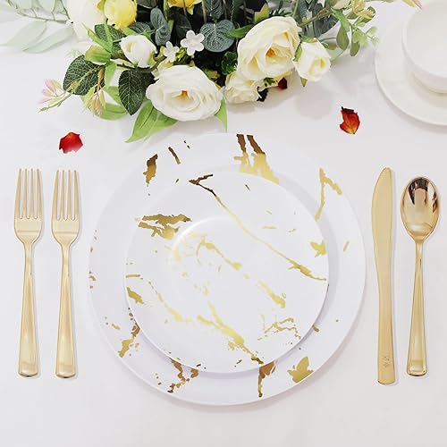 Miniatura 3 de BUCLA - Platos desechables de plástico negro con borde dorado, 7.5, para postre o ensalada, ideales para bodas y fiestas (100 unidades)