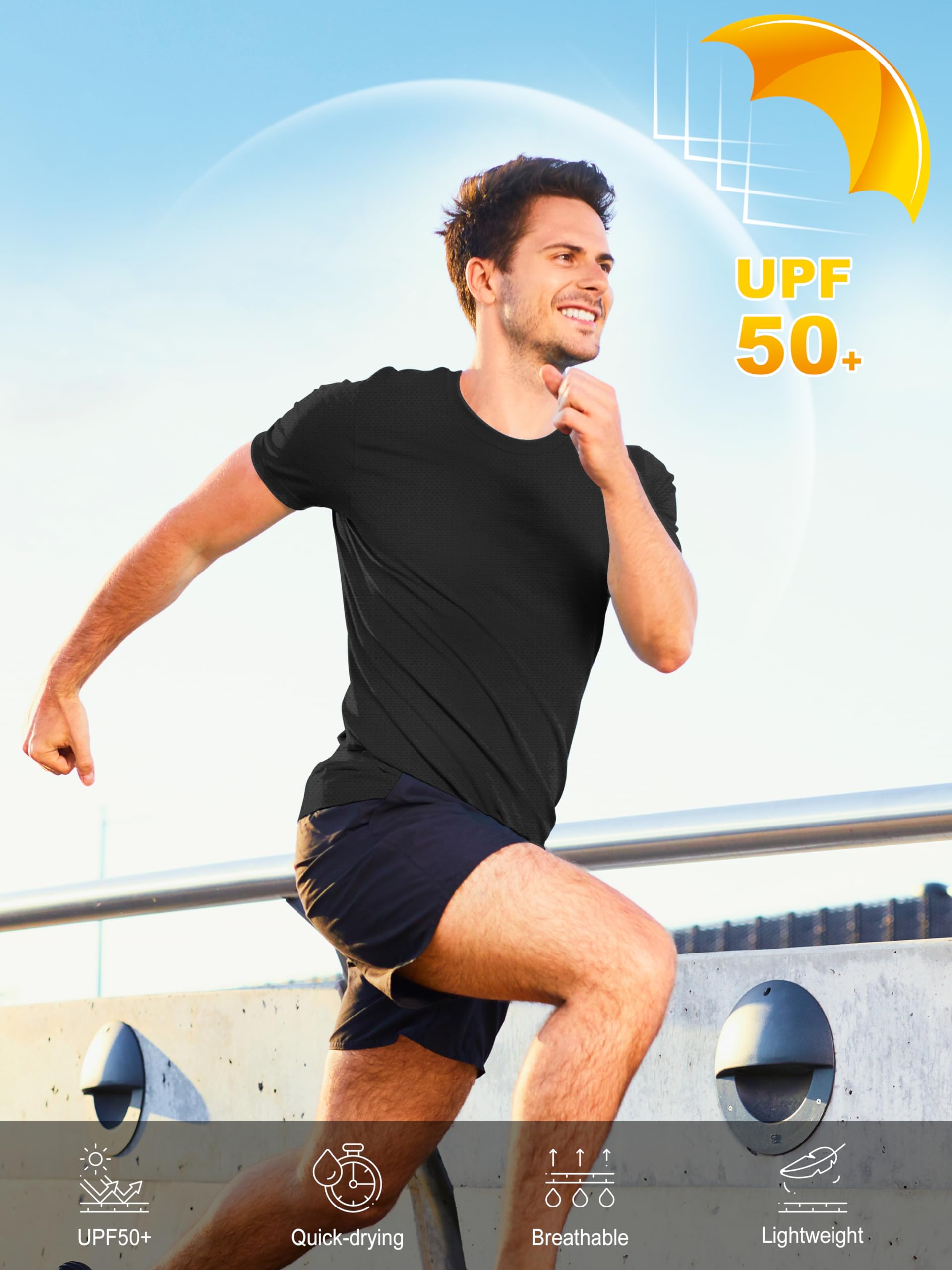 Lot de 3 t-Shirts de Protection UV pour Homme Protection Solaire UPF 50+ Manches fonctionnelles pour Natation Rash Guard Séchage Rapide pour l'extérieur Le Surf la randonnée la