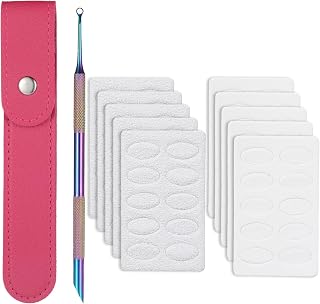 Cuticle Pusher Tool Kit, Nail Pusher with 100#/240# Grit Nail Files 1p Storage Bags Cuticle Scraper Nails Care Cuticles Trimmer Toenail Cleaner Tool for Salon Home Use Manicure Pedicure (Colorful)