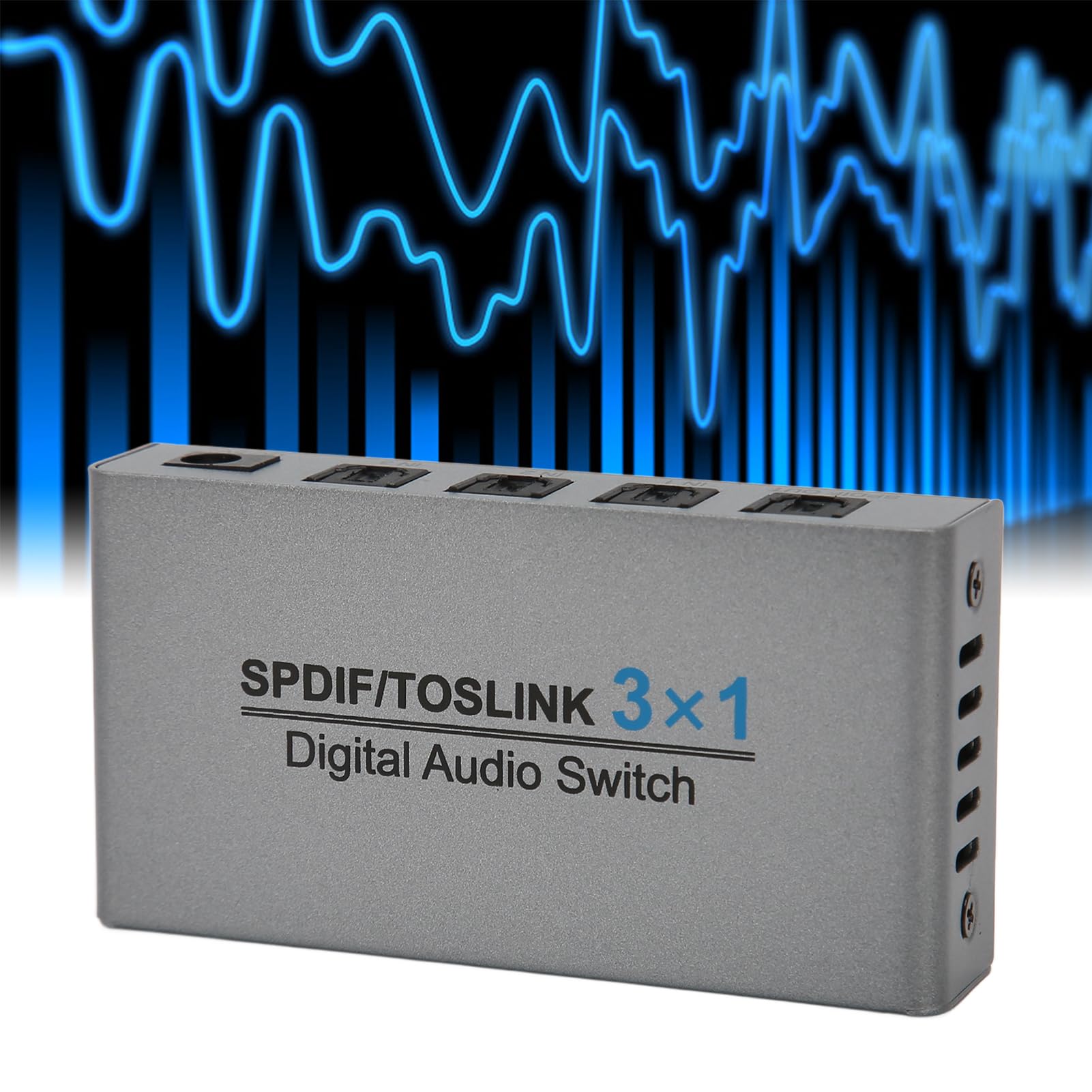 Digitaler Optischer Audio-Umschalter 3x1, 3 Ports SPDIF Toslink Switch Box mit Fernbedienung, Unterstützt AC3/HDCD/THX/PCM, für TV, PC, für PS5, für PS4, für PS3, für